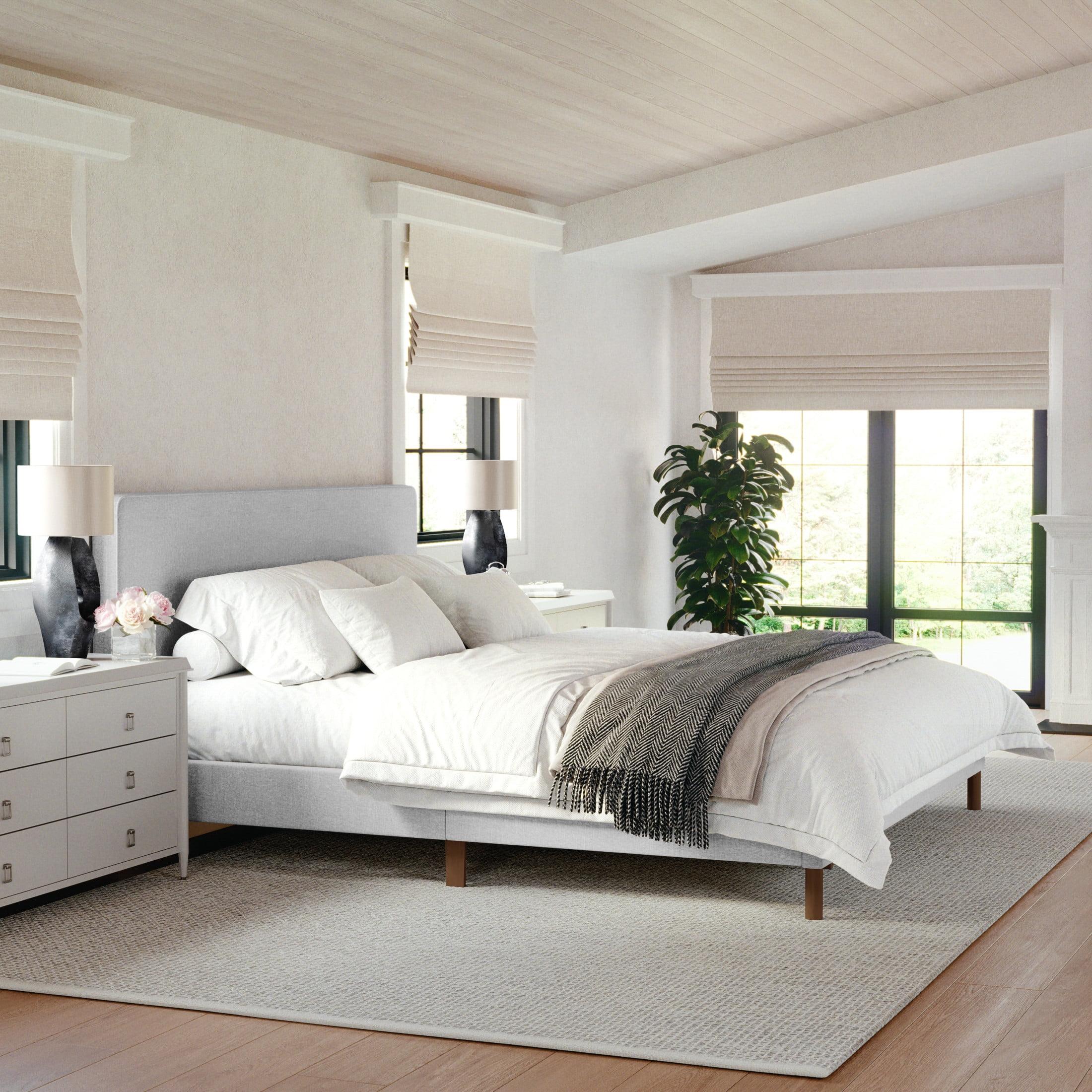 Martha Stewart Martha Stewart Britta Upholstered Platform Bed With Piped Detail Headboard