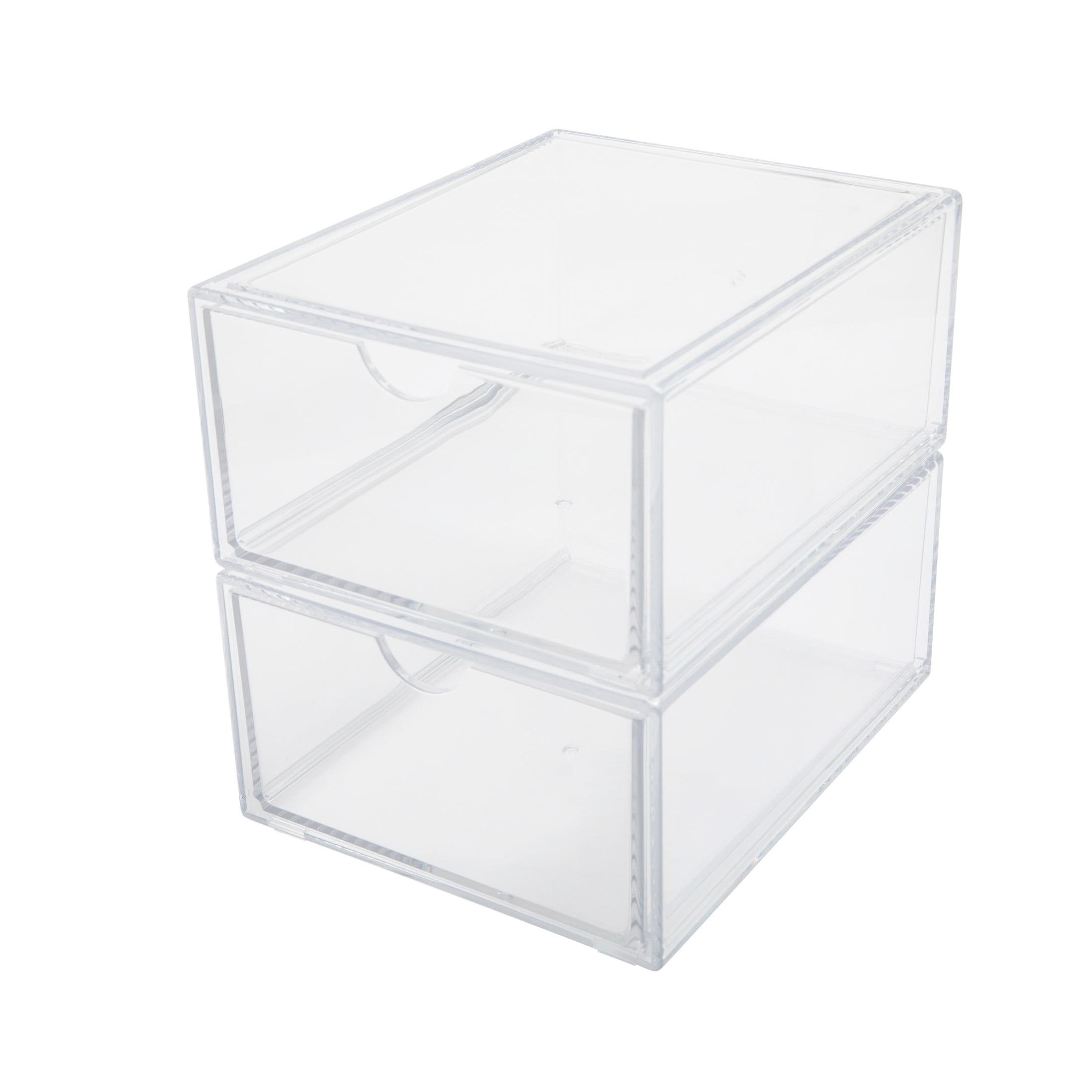 Clear Stackable Plastic Desktop Organizer with Pullout Drawers