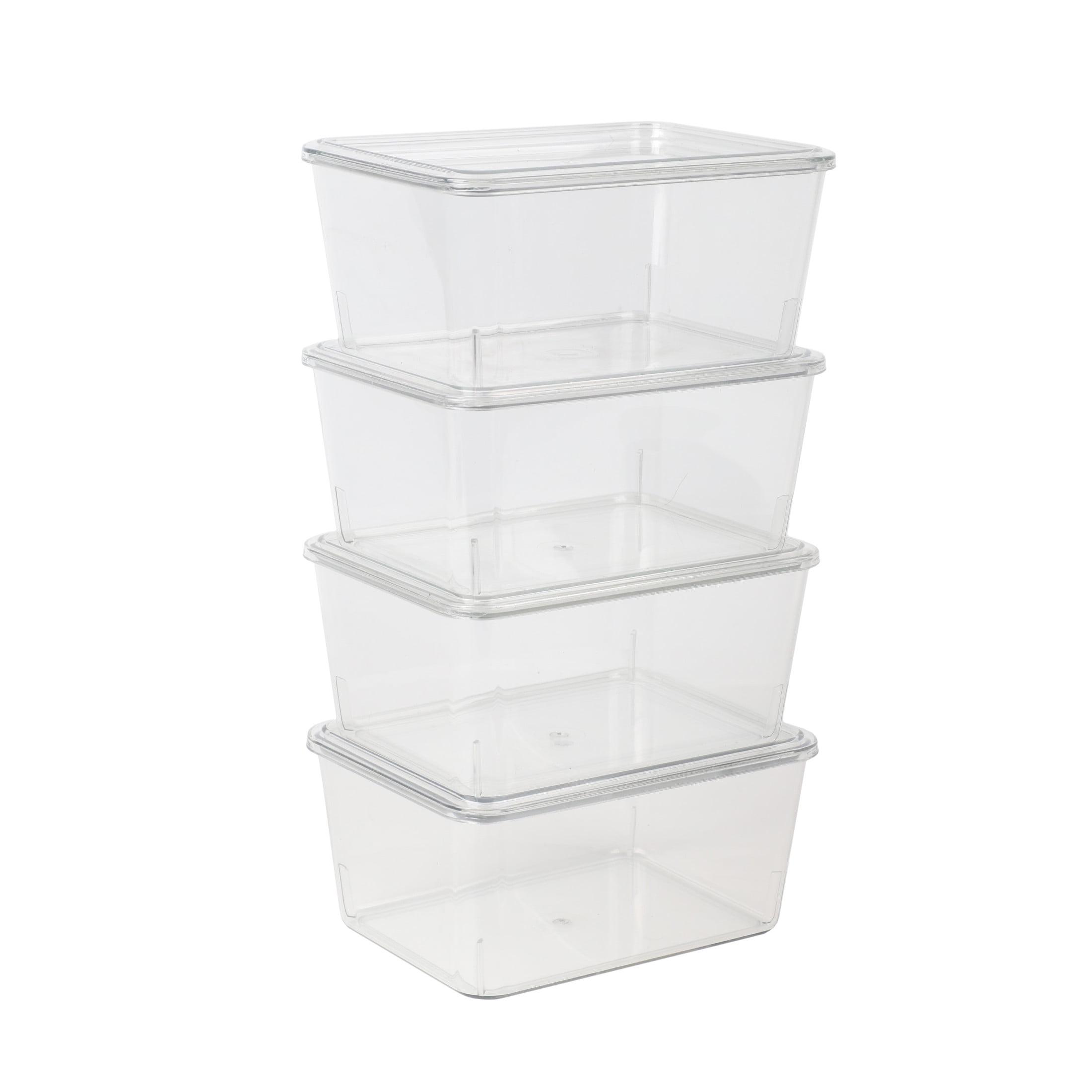 Clear Stackable Plastic Storage Boxes with Lids, 4 Pack