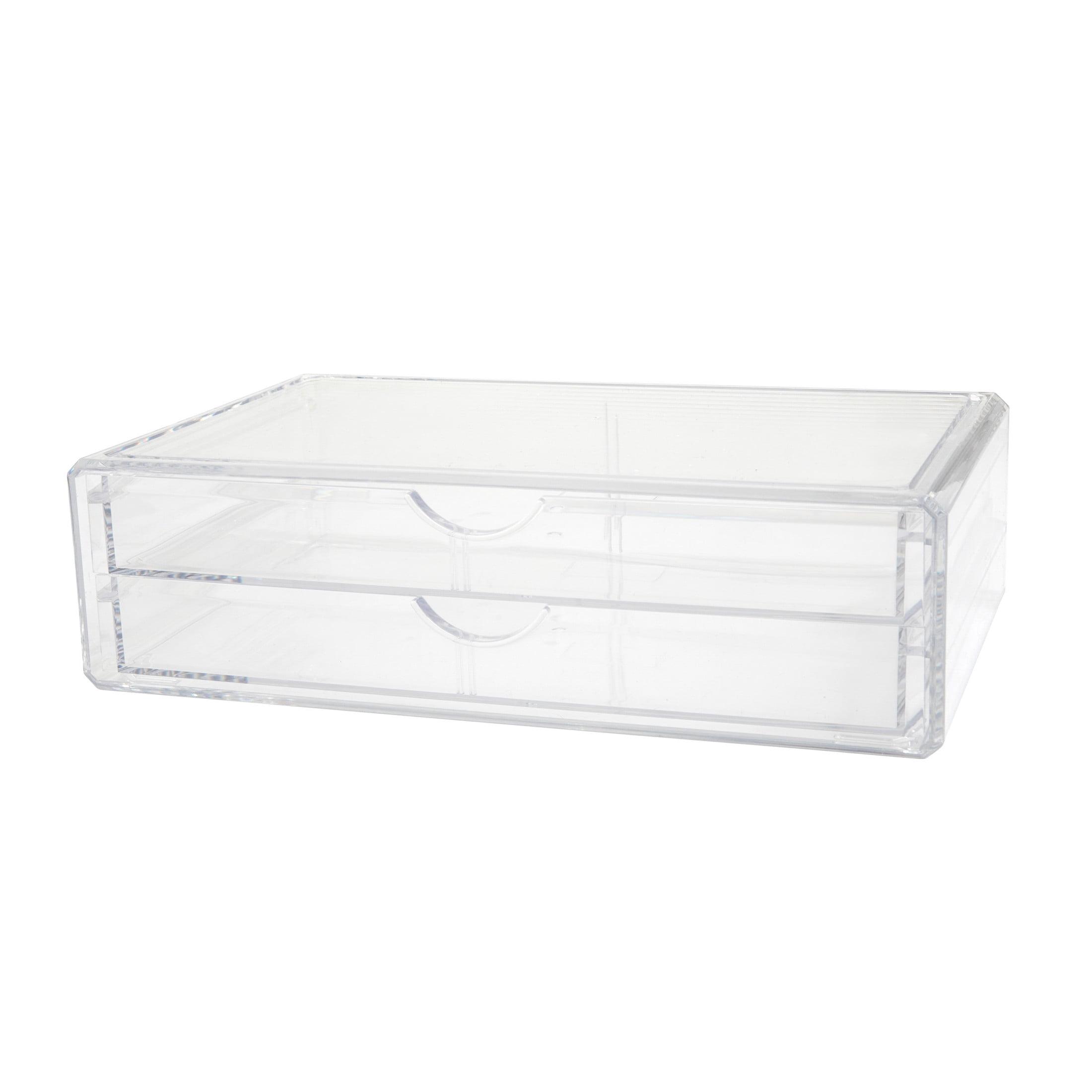 Clear Plastic Stackable Desktop Organizer with 2 Drawers