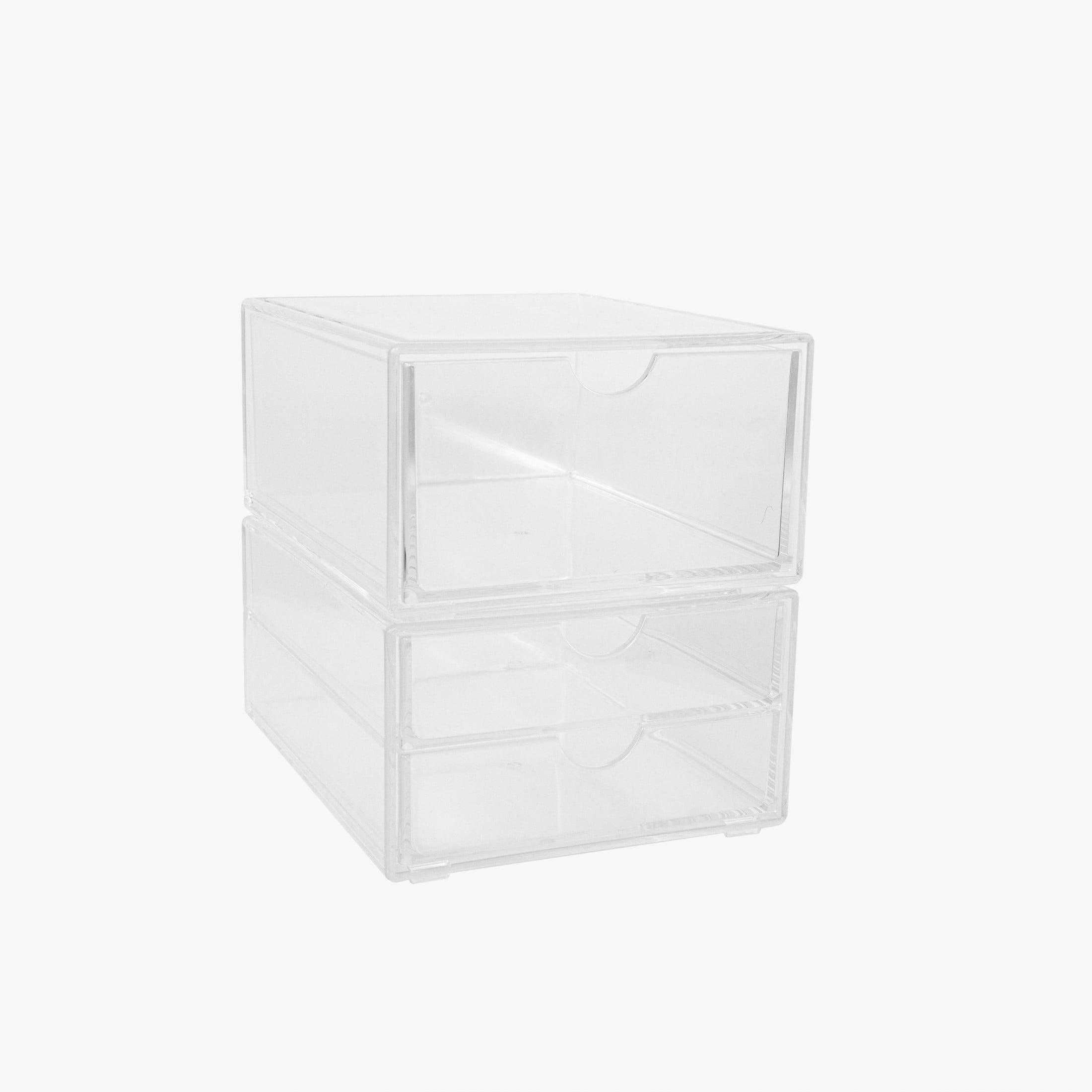 Clear Stackable Plastic Office Desktop Organizer with Single and Double Drawers