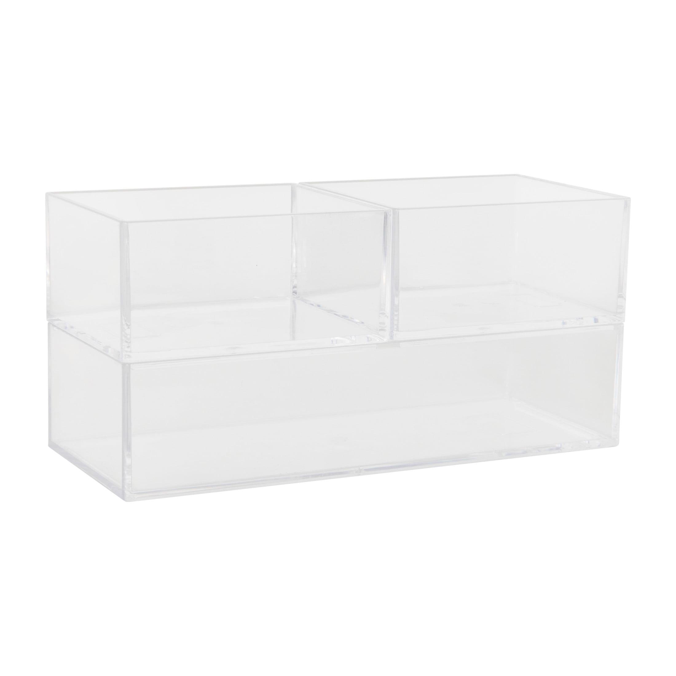 Clear Stackable Plastic Desktop Organizer Trays, Set of 3