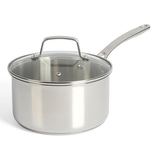 Stainless Steel 3.5-Quart Sauce Pan with Glass Lid