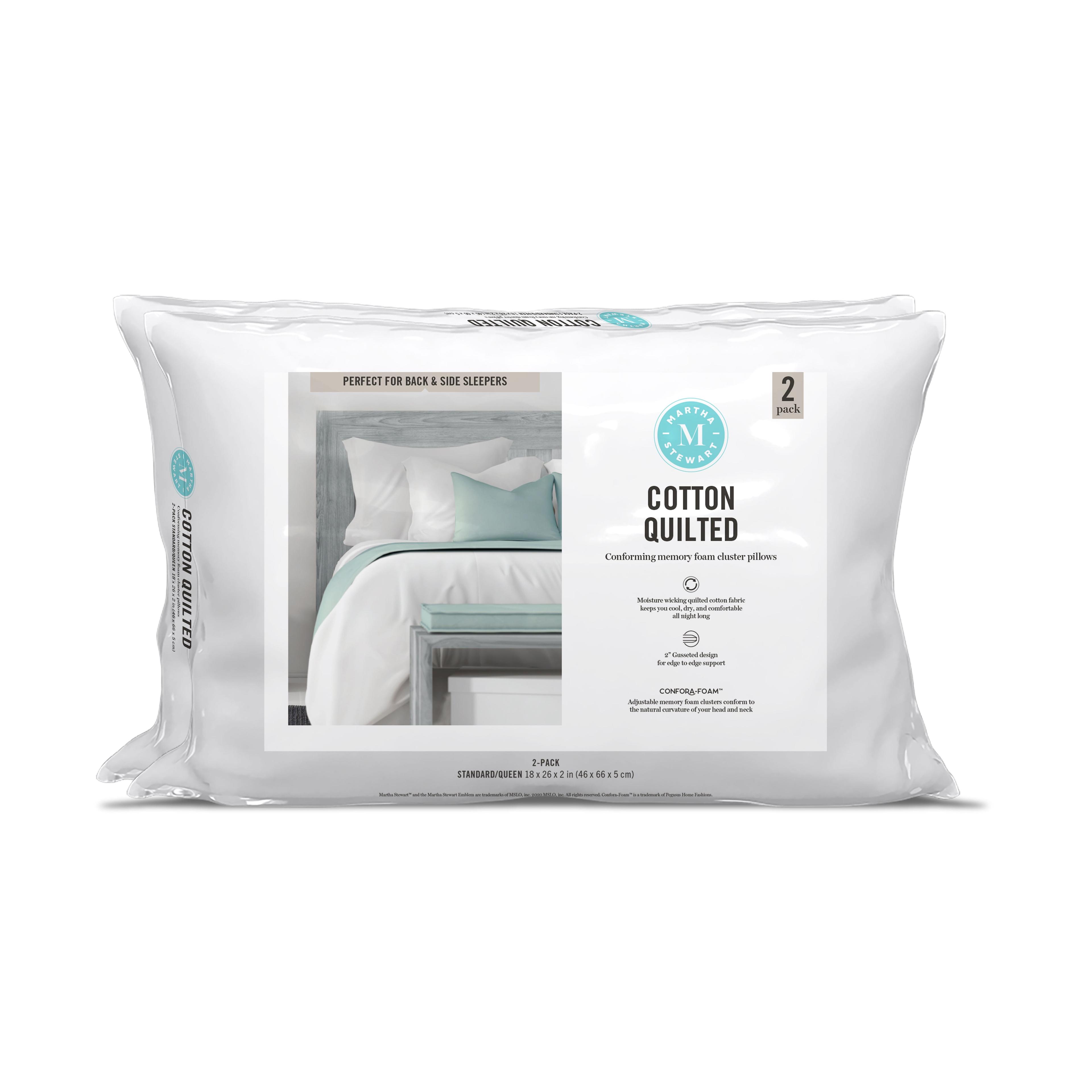 White Cotton Quilted Memory Foam Hypoallergenic Pillow Set