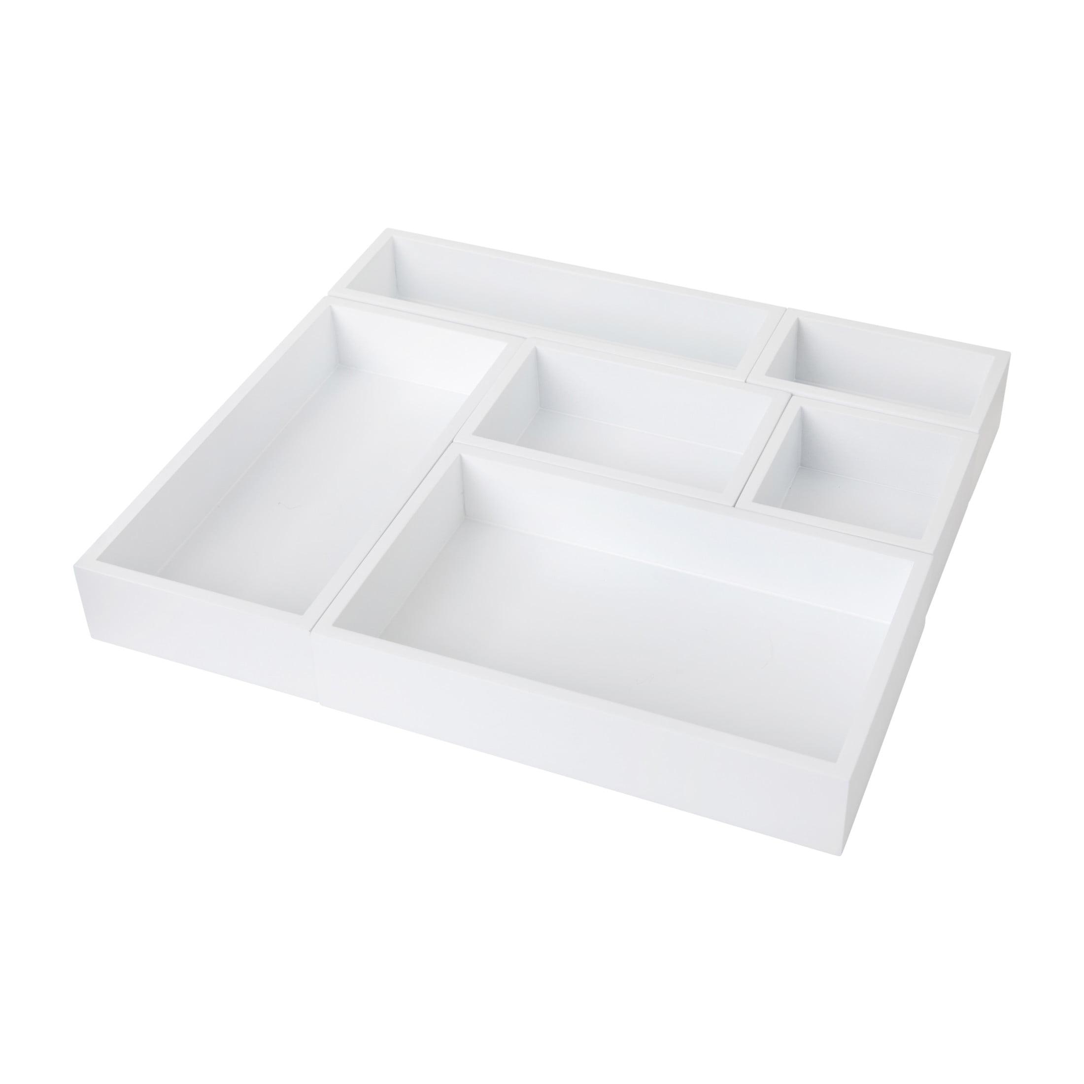 White 6-Piece Wooden Desk Drawer Organizer Set