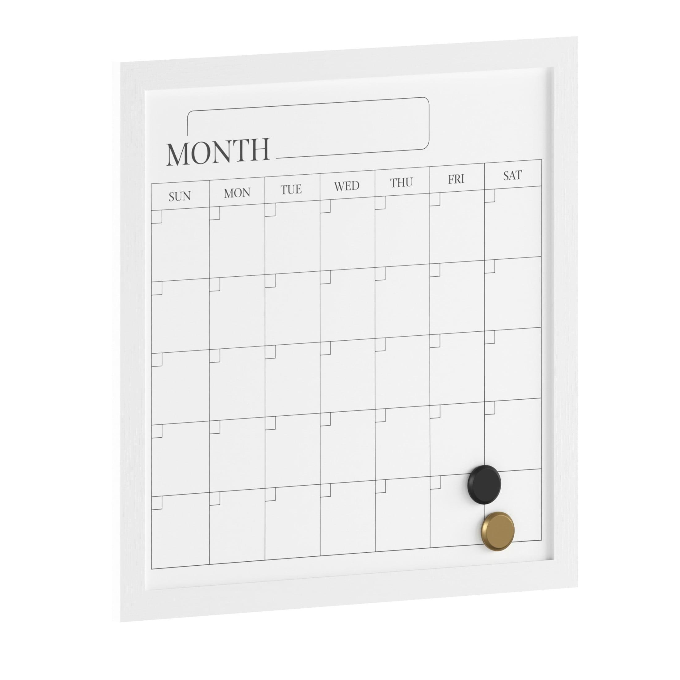 Thomas Martha Stewart Magnetic Monthly Calendar Dry Erase Board with Woodgrain Frame, Dry Erase Marker, and 2 Magnets