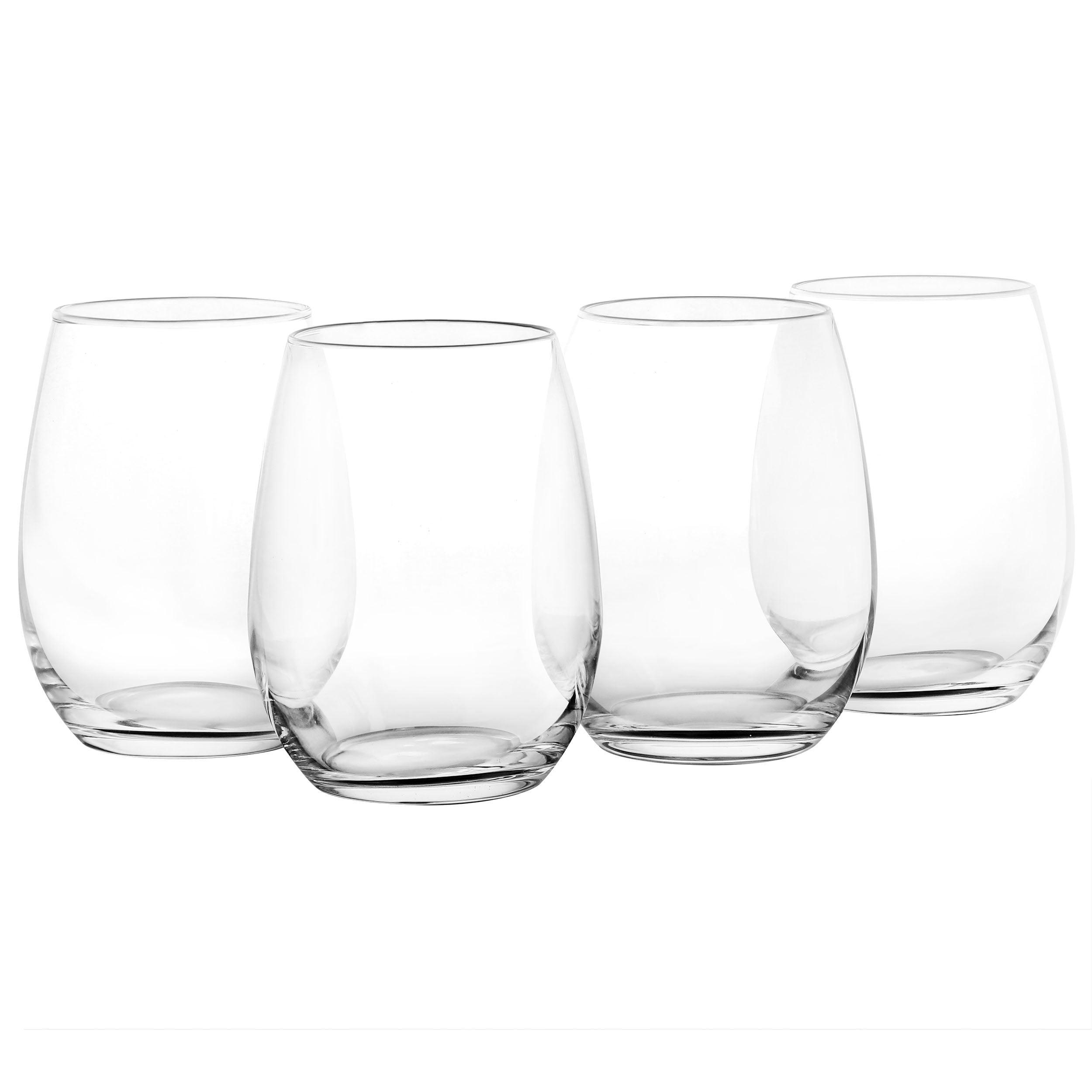 Classic Clear Glass 19oz Stemless Wine Glass Set, 4-Piece