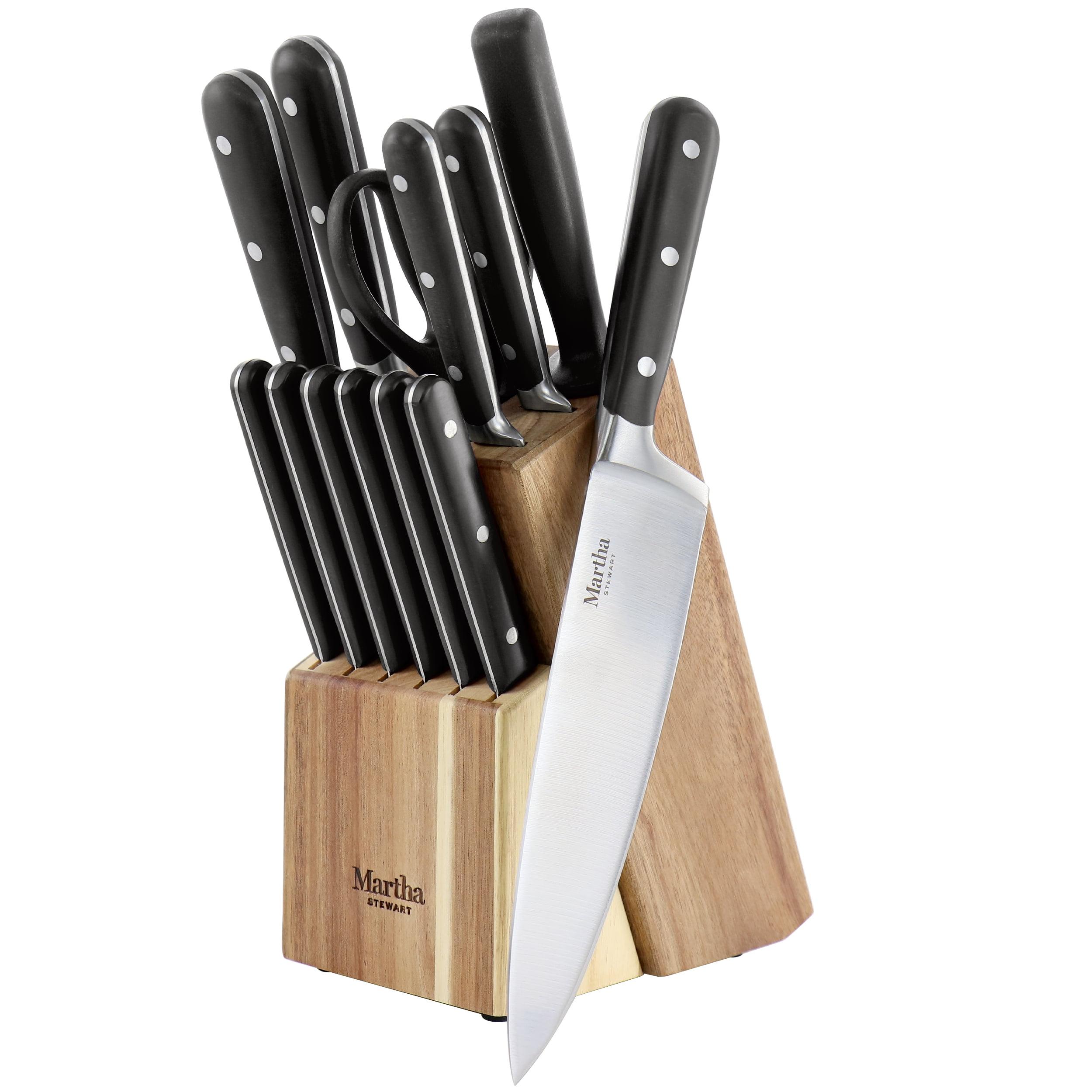 Martha Stewart Eastwalk 14pc Stainless Steel Cutlery Set Acacia Wood Block