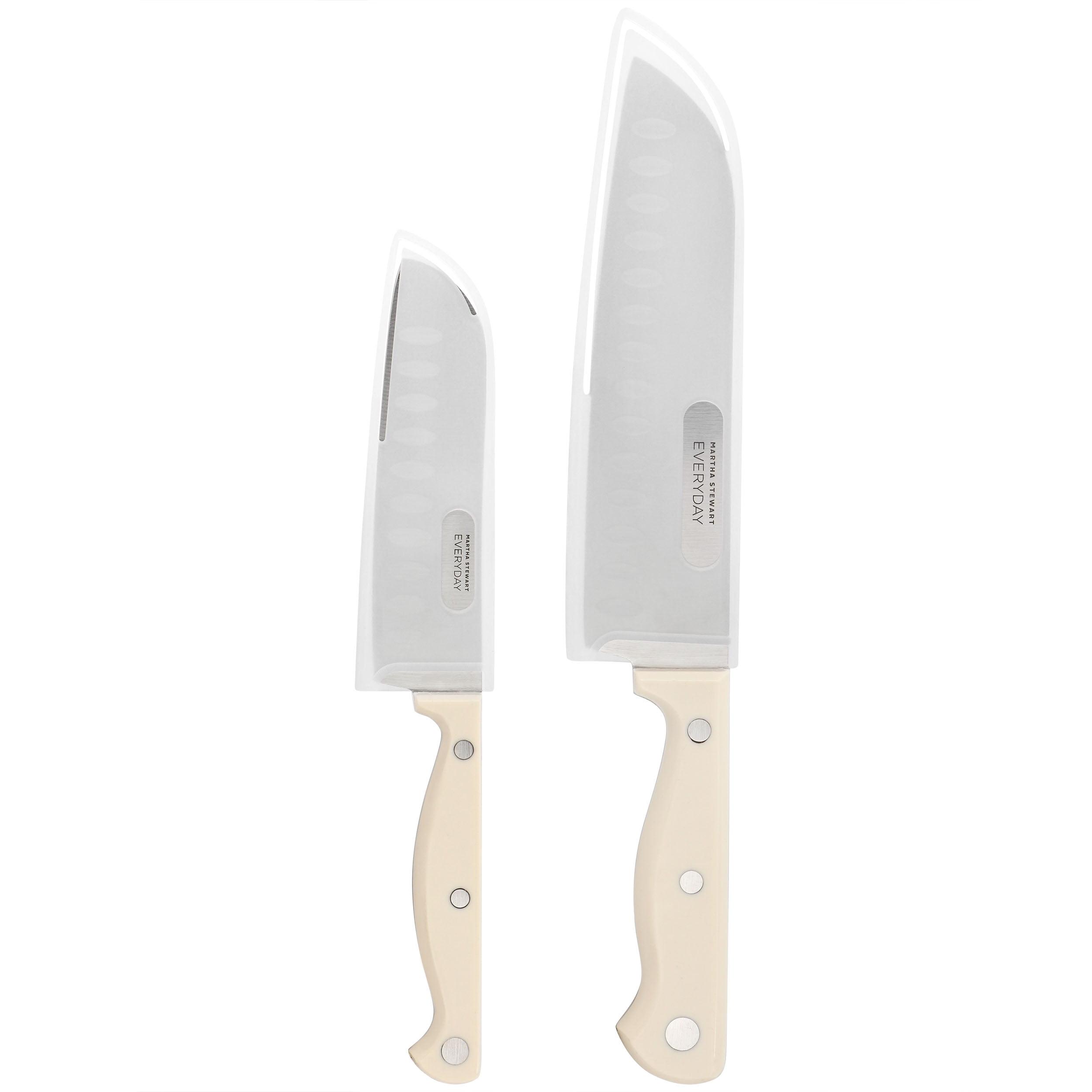 Martha Stewart Everyday Keswick 2 Piece Santoku Knife and Sheath Set in Linen