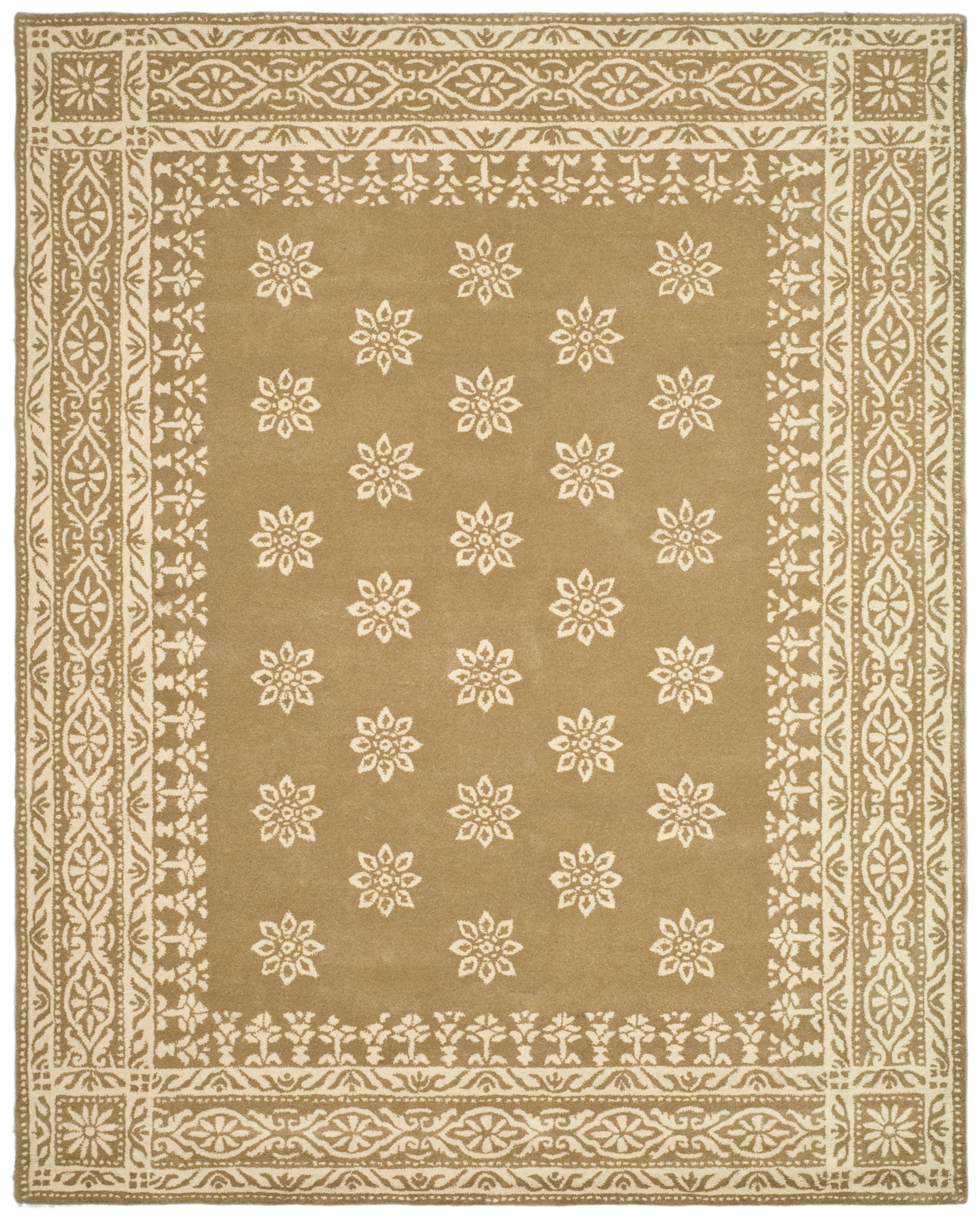 Martha Stewart Gracious Garden Geometric Bordered Wool Area Rug, Spud, 8' x 10'