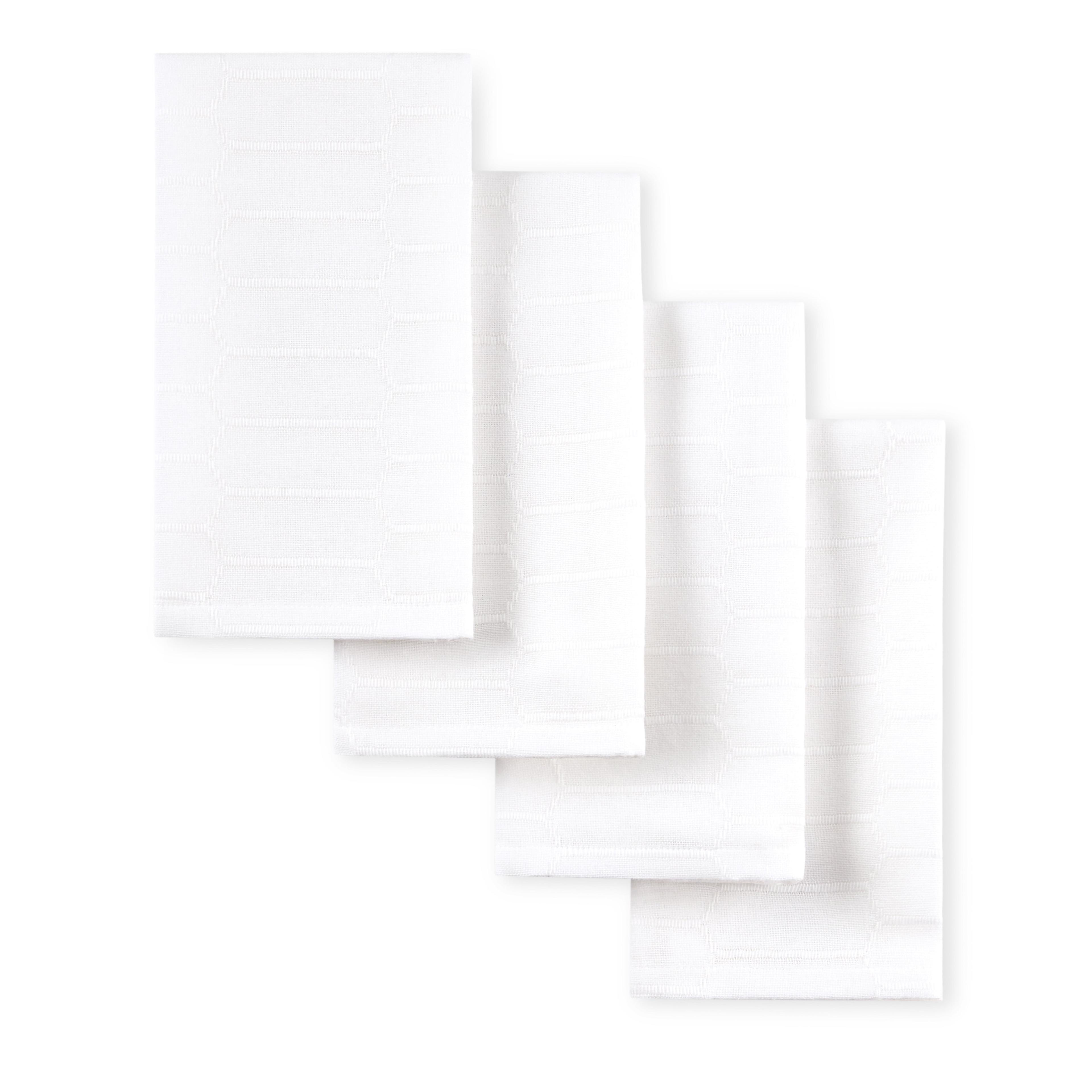 MARTHA STEWART Honeycomb Modern Farmhouse Napkin 4-Pack Set, White, 19"x19"