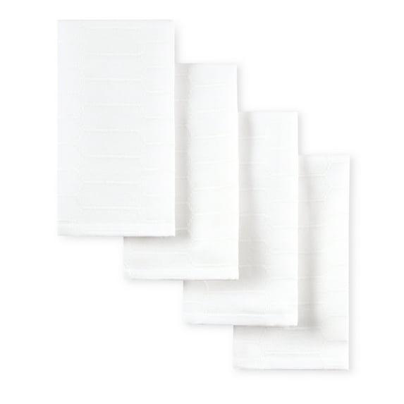MARTHA STEWART Honeycomb Modern Farmhouse Napkin 4-Pack Set, White, 19"x19"