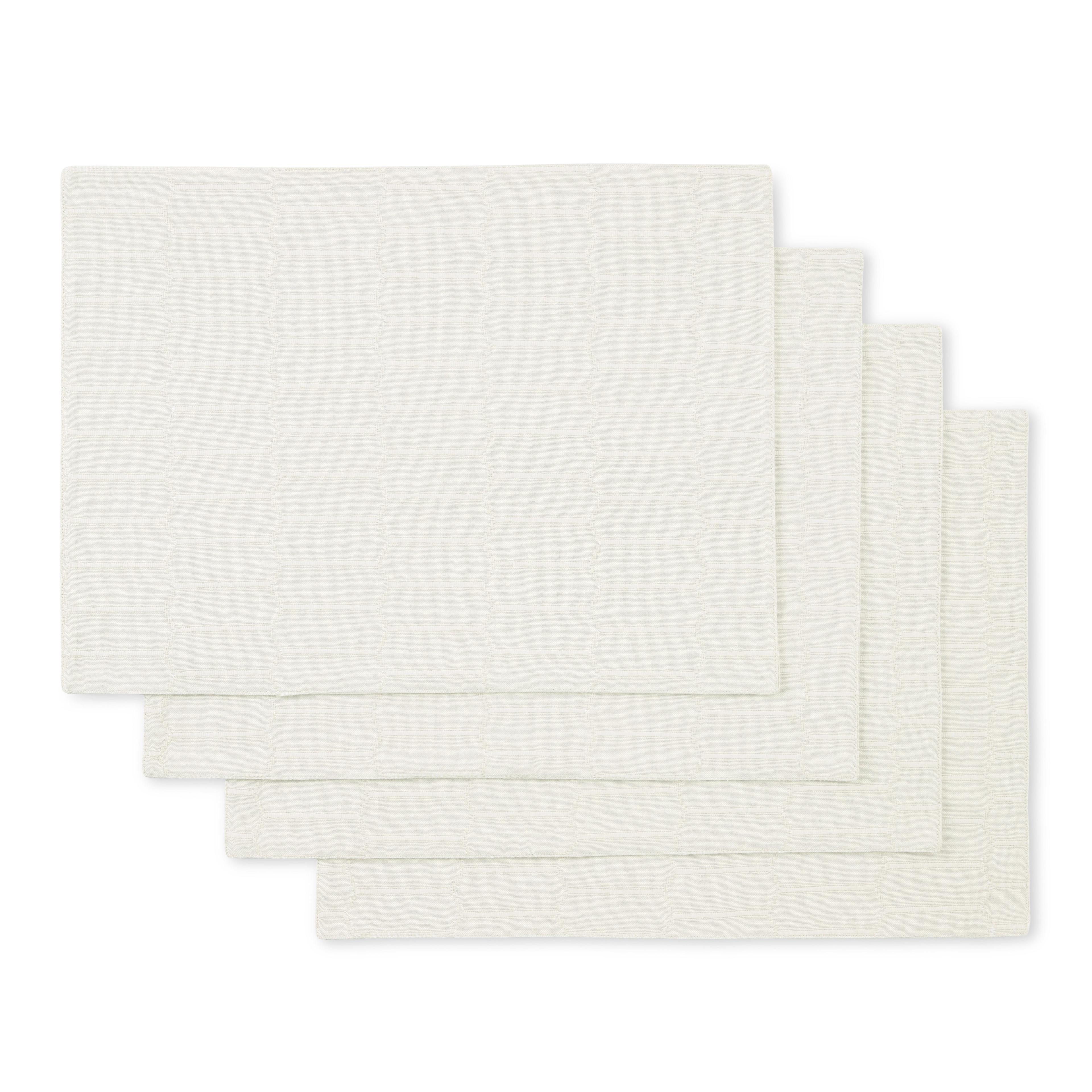 Beige Honeycomb Reversible Cotton-Blend Placemats, 4-Pack, 13"x17.5"