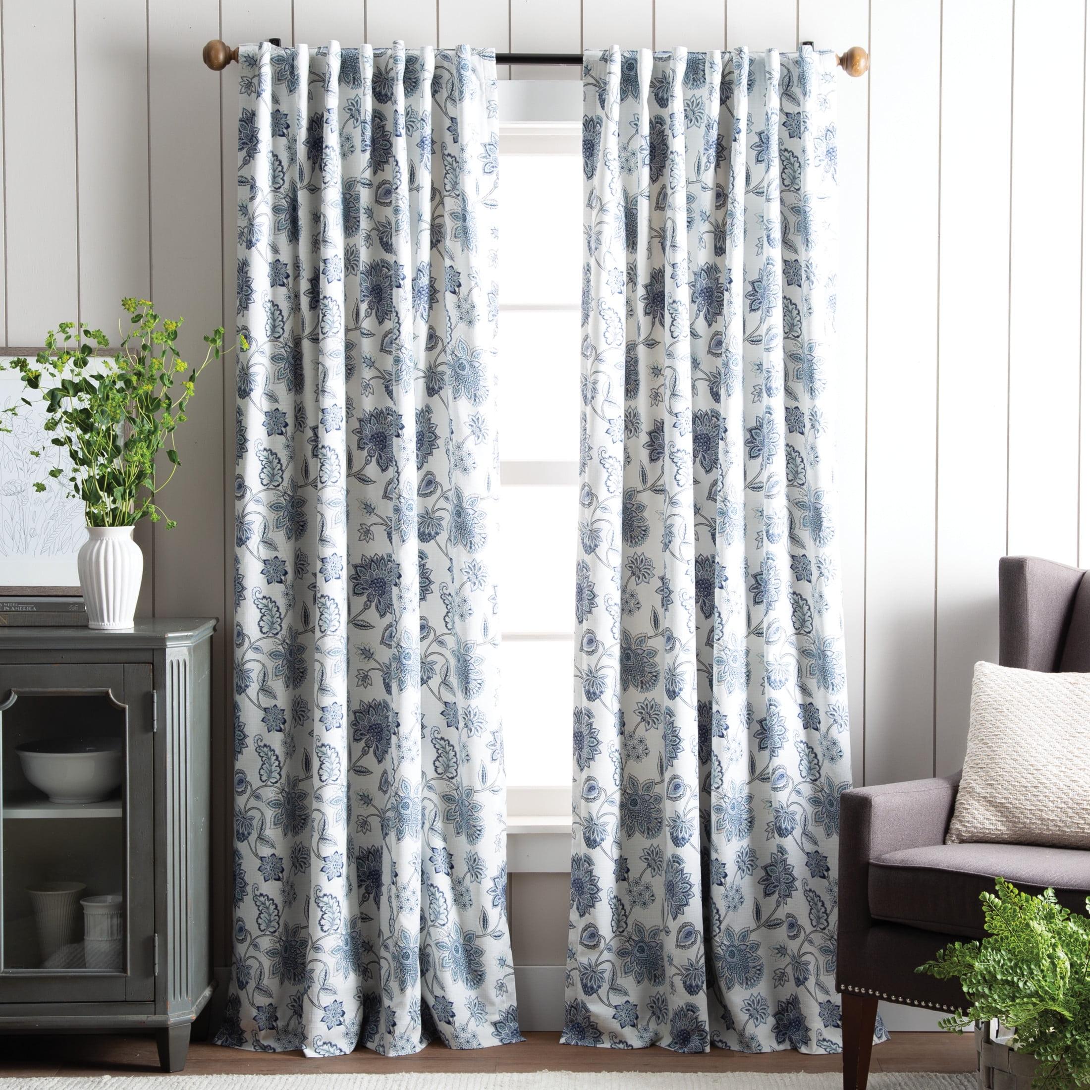 Jakarta Cotton Blend Floral Blackout Rod Pocket Curtain Panels