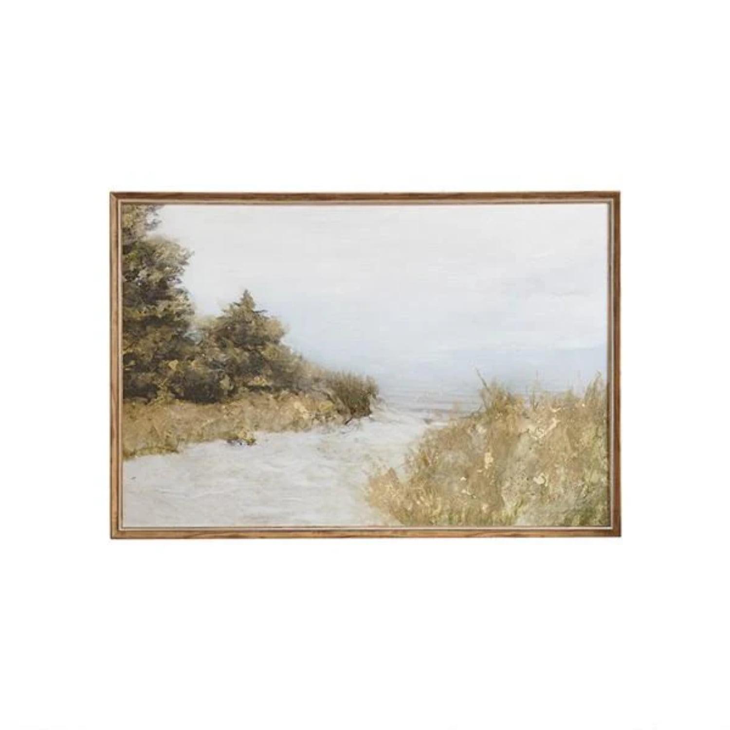 Lake Walk Serene Landscape Gel Coated Framed Canvas Art