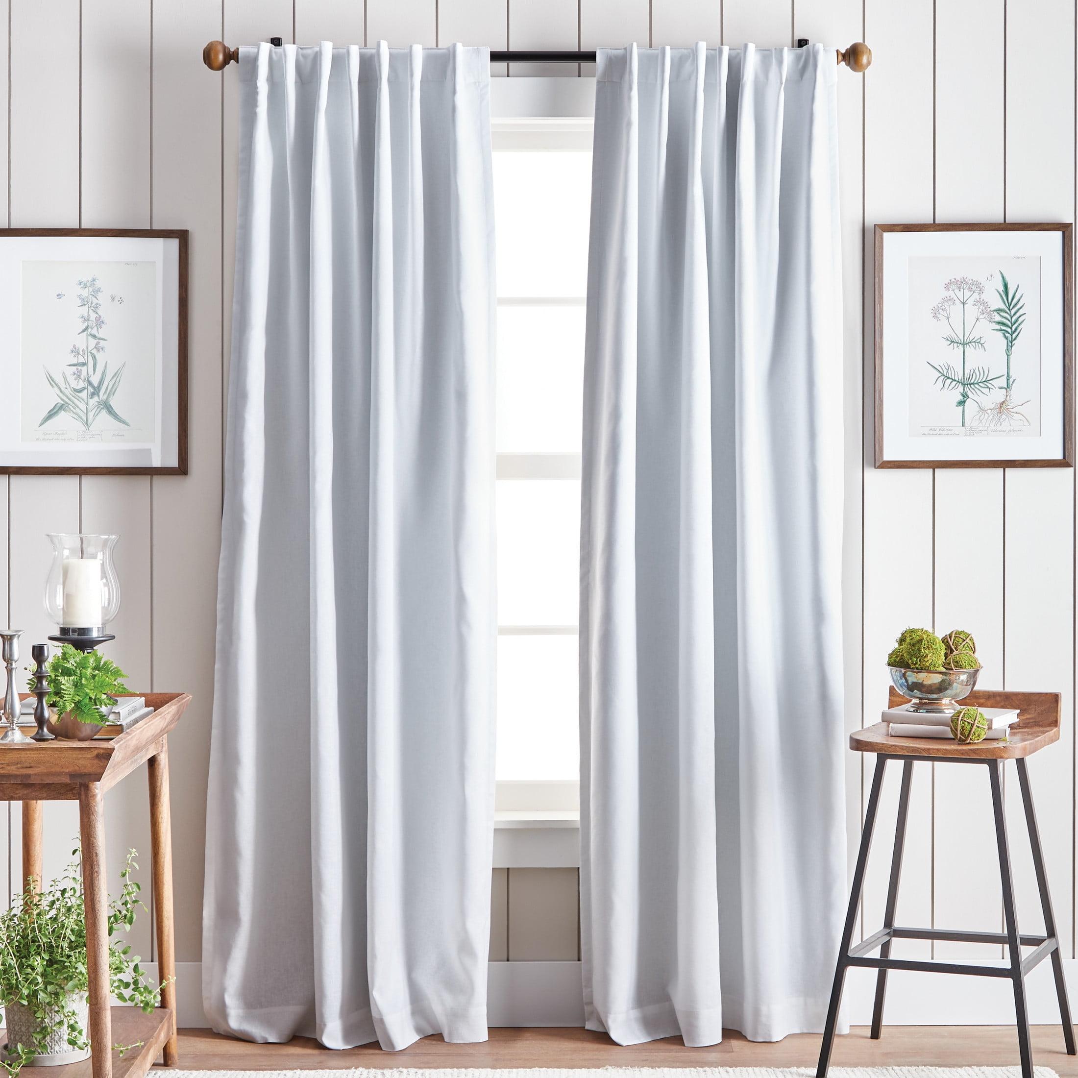 White Cotton Linen Blackout Curtain Panels 50" x 95"