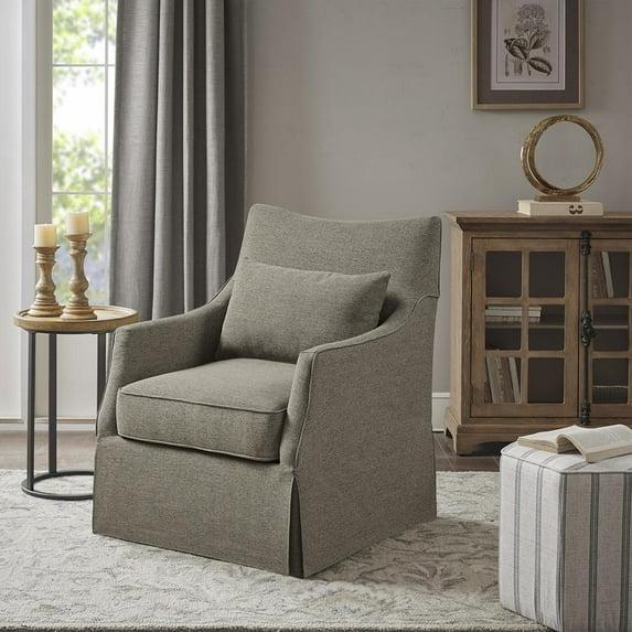 Martha Stewart London Skirted Swivel Chair Tan: Upholstered Polyester, No Assembly Required