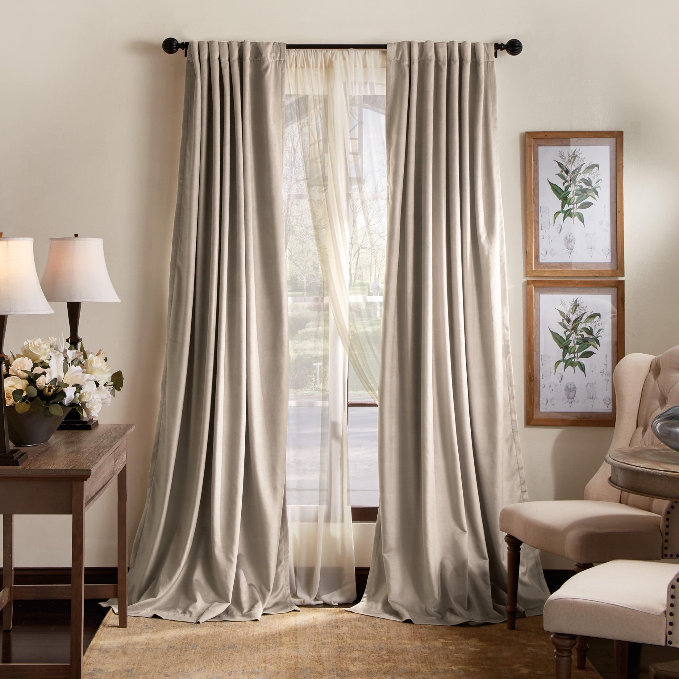 Lucca Velvet Solid Max Blackout Rod Pocket Curtain Panels Linen