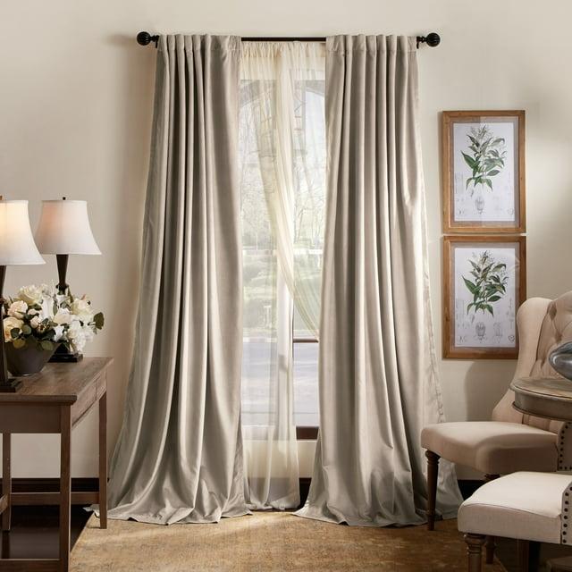 Martha Stewart Lucca Velvet Solid Max Blackout Rod Pocket Curtain Panel Pair (Set of 2) (Set of 2)