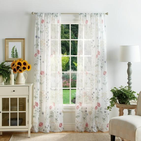 Martha Stewart, Martha's Garden Print 84" Curtain Sets,Poletop, Multi (Set of Two), Polyester, Adult