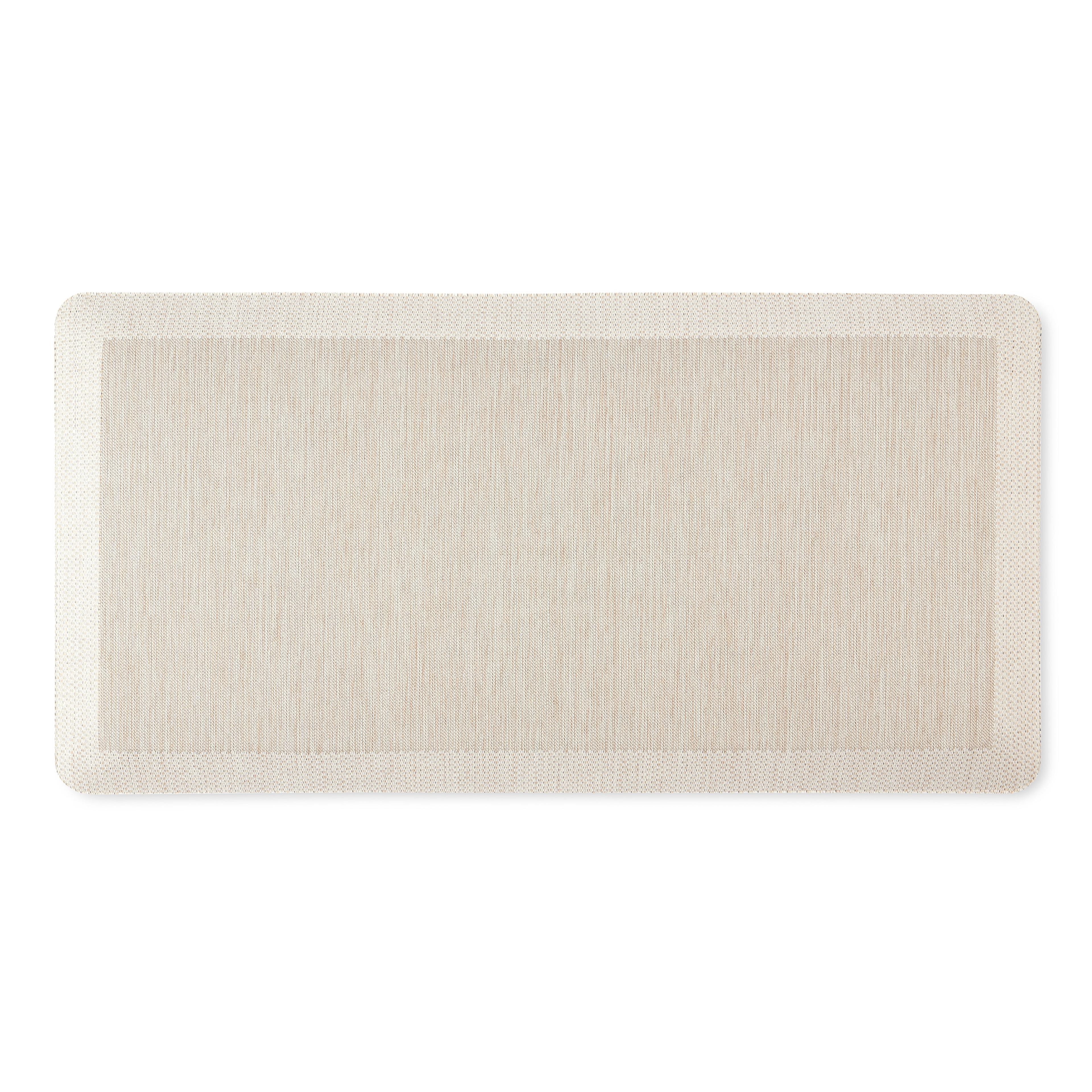 Beige Heathered Anti-Fatigue Kitchen Mat with Border