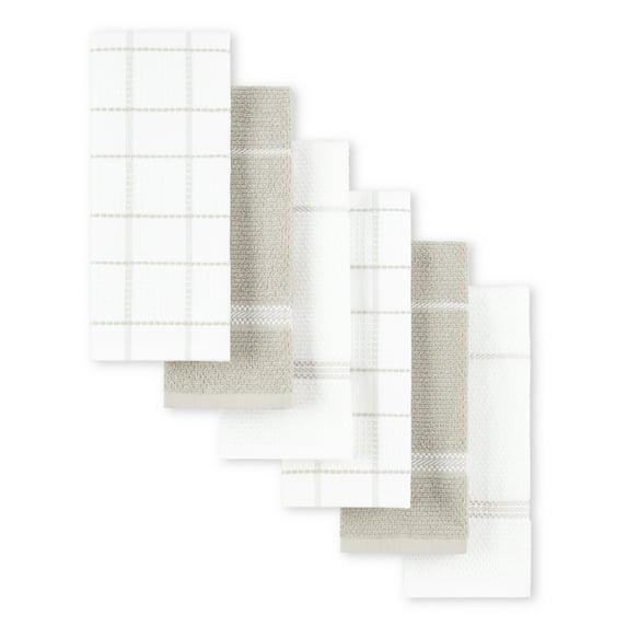 Martha Stewart Martha Stewart Modern Waffle Kitchen Towel Set 6-Pack, Linen, 16"x28" (Set of 6)