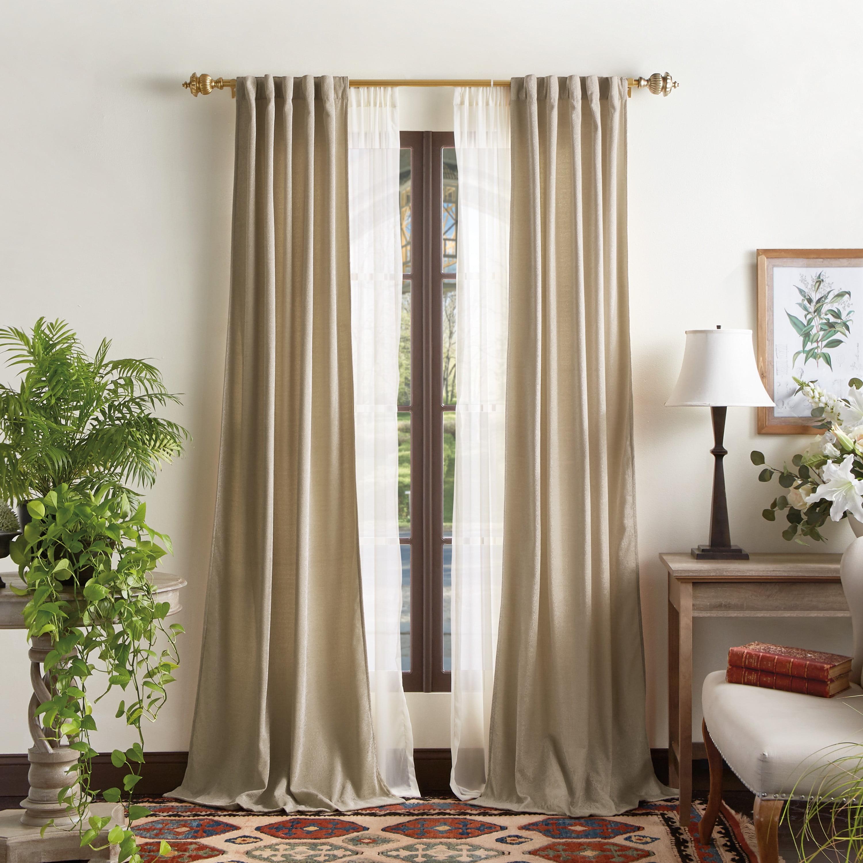 Naples Chenille Solid Semi-Sheer Rod Pocket Curtain Panels (Set of 2)