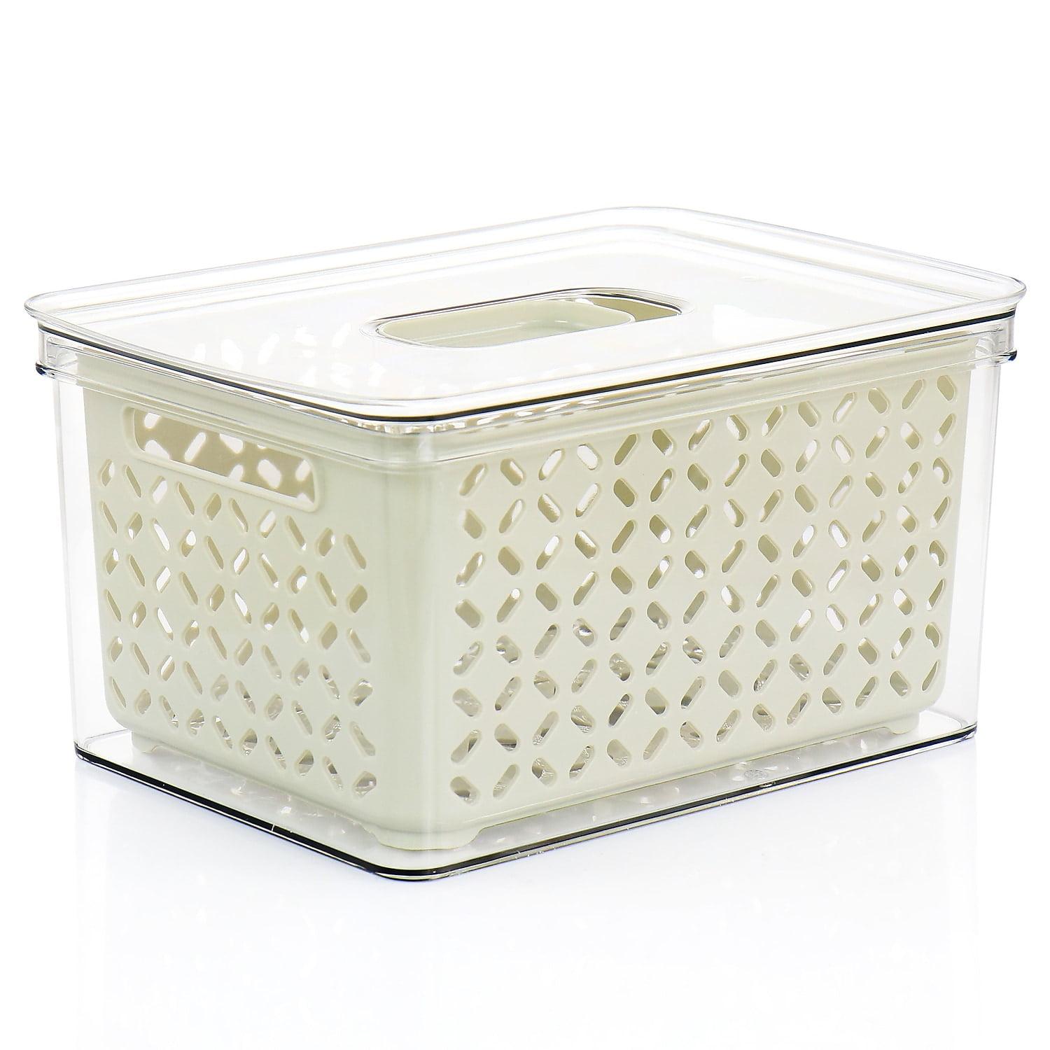 Large White BPA-Free Plastic Food Storage Container with Colander