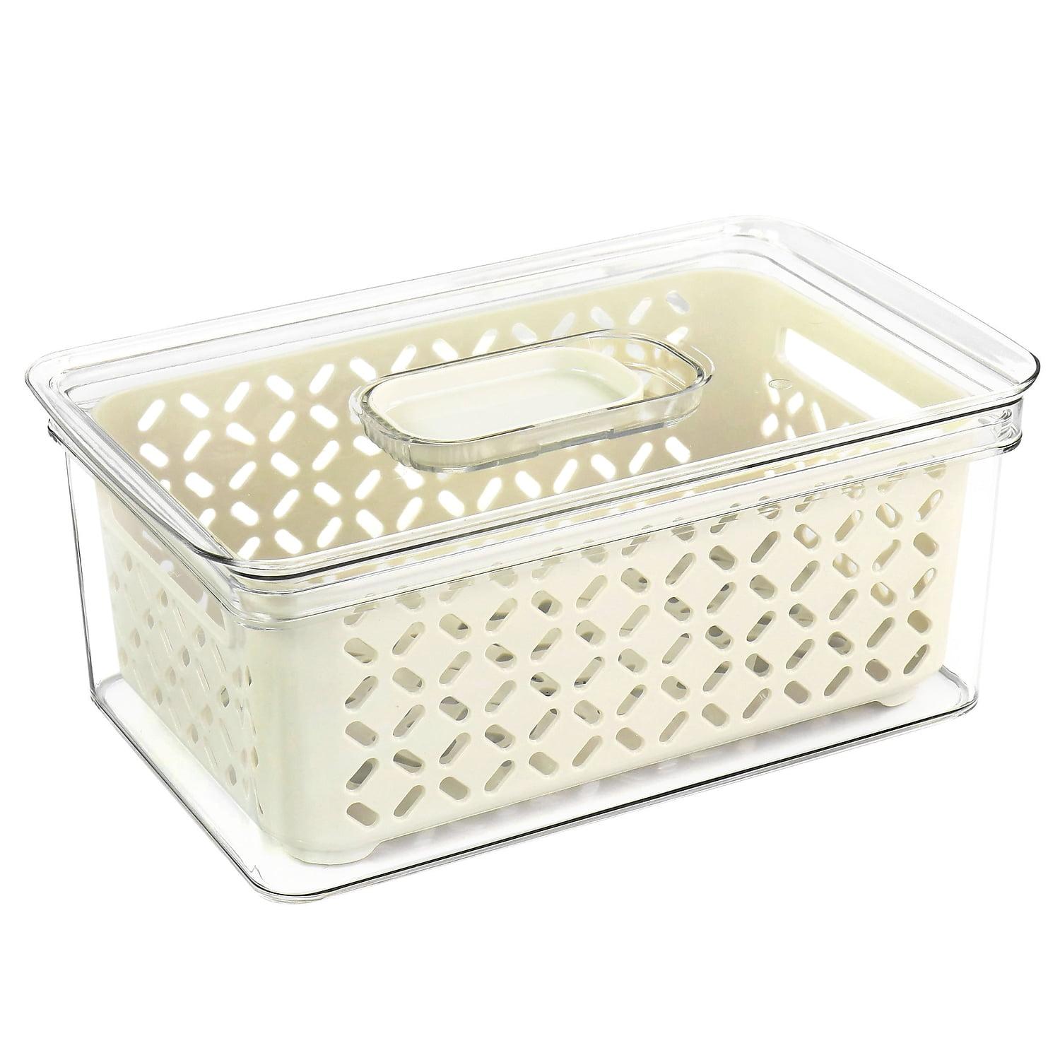 White BPA-Free Plastic Food Storage Container with Colander