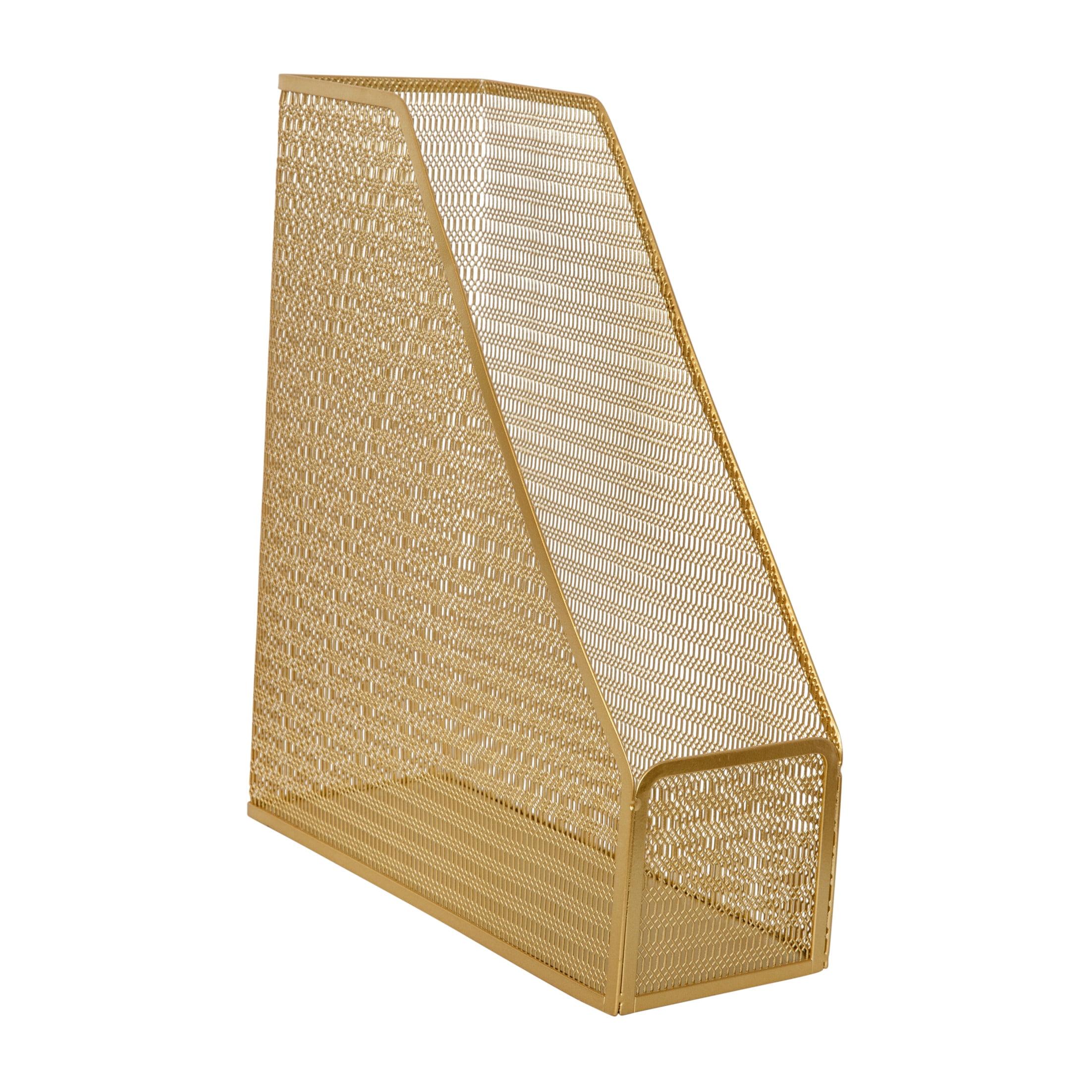 Gold Mesh Metal Single Slot Magazine File Holder