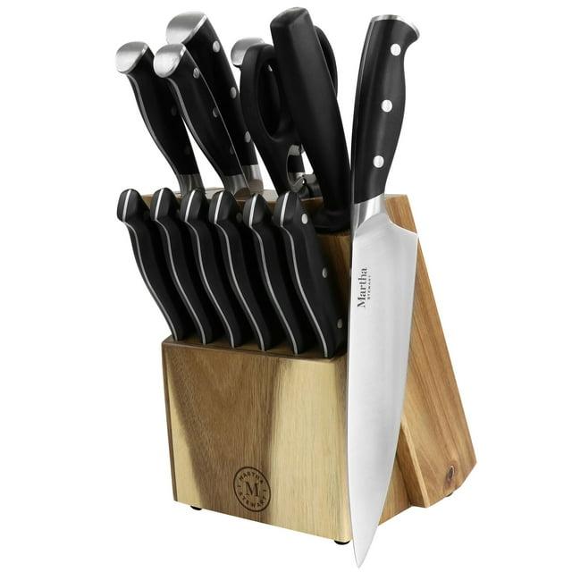 Martha Stewart Martha Stewart Stainless Steel 14 Piece Cutlery And Knife Block Set In Black