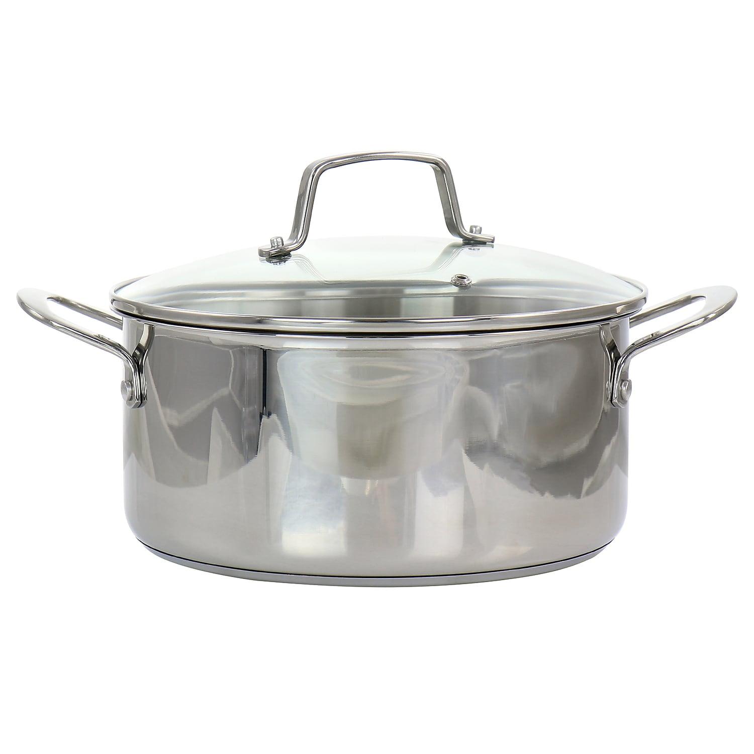 5 Quart Stainless Steel Dutch Oven with Vented Glass Lid