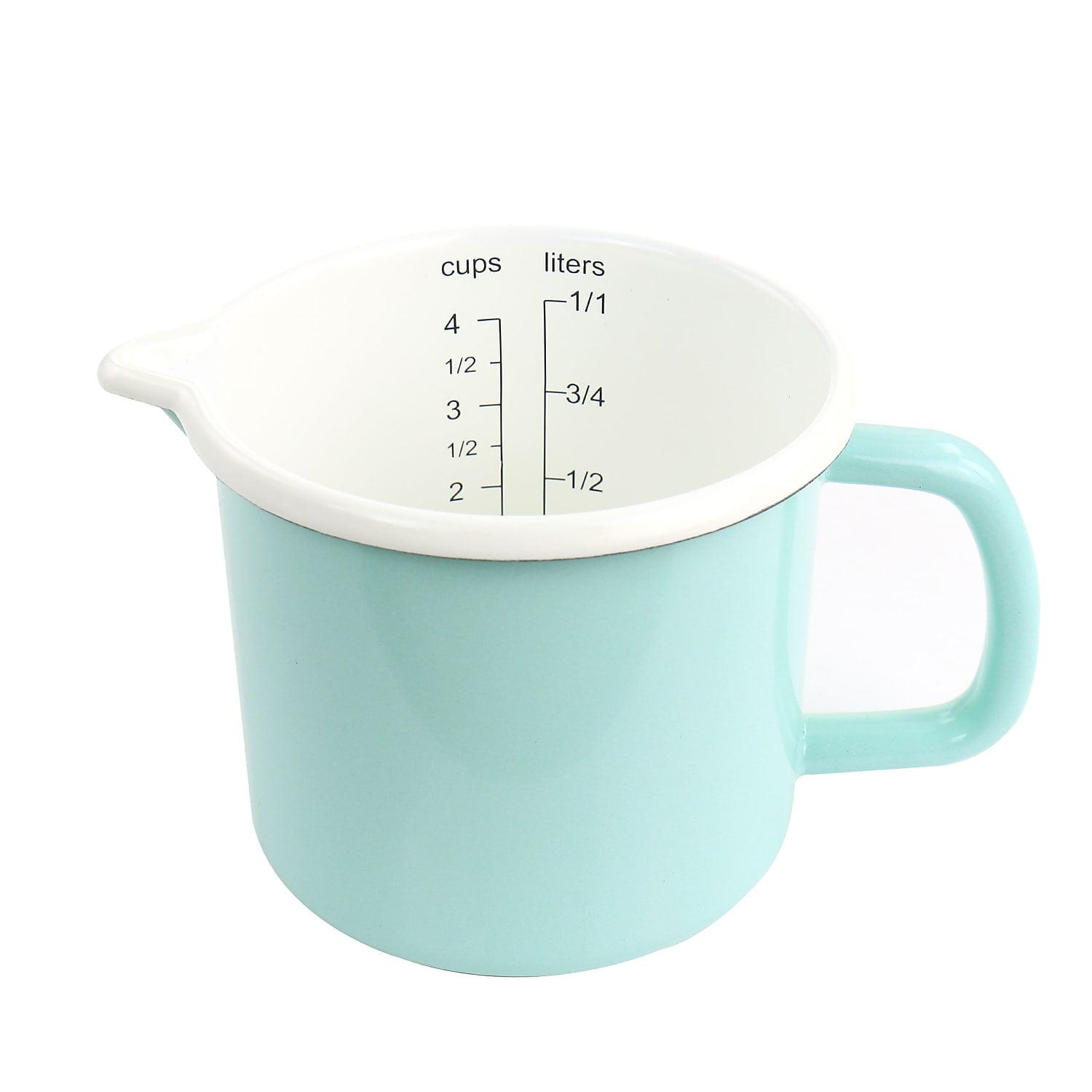 Turquoise Enamel Steel Measuring Cup with Handle and Spout