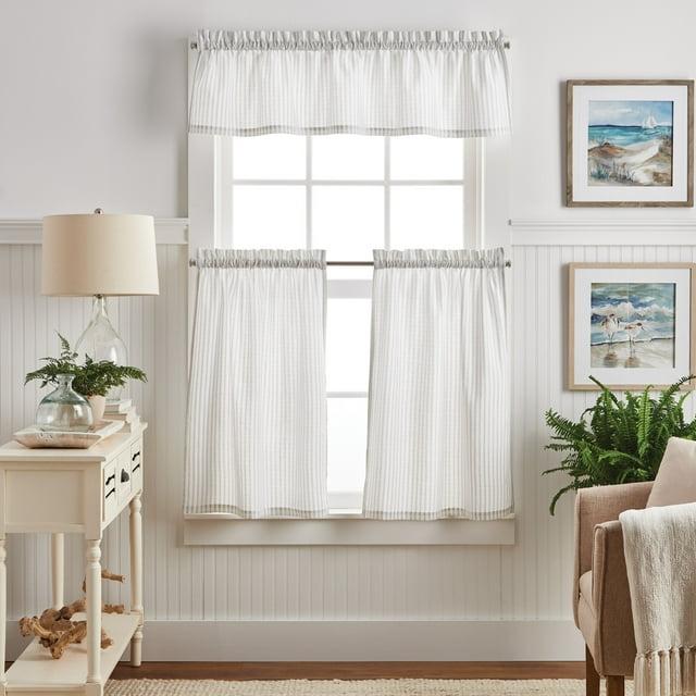 Martha Stewart Ticking Stripe Indigo Tier & Valance Set