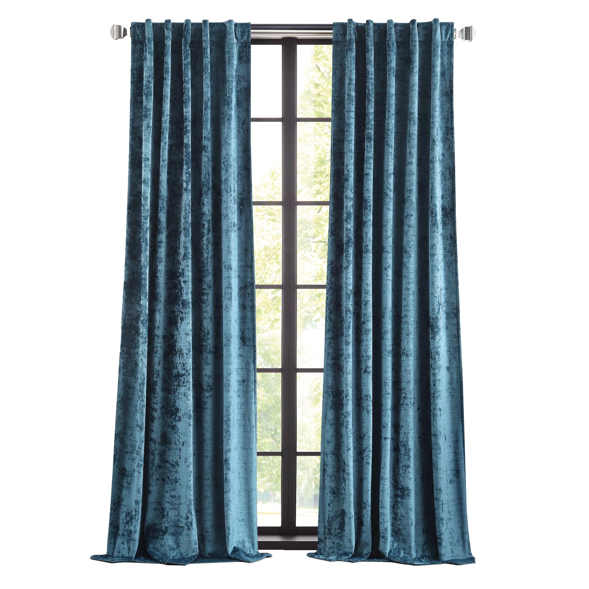 Martha Stewart Martha Stewart Wave Embossed Blue Curtain Panel Pair (Set of 2)
