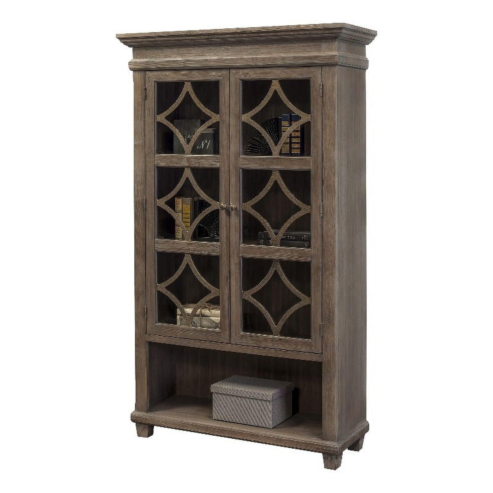 Carson 42'' Brown Traditional Lighted Display Cabinet with Diamond Metal Accents