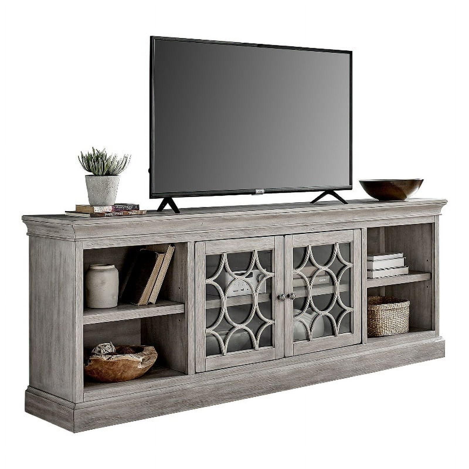 Contemporary Gray 80" Wire-Brushed Console with Cabinet