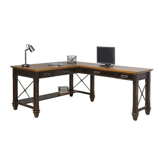 Hartford Open L Shaped Desk Brown - Martin Furniture: Vintage Style, Wire Mesh, Home Office