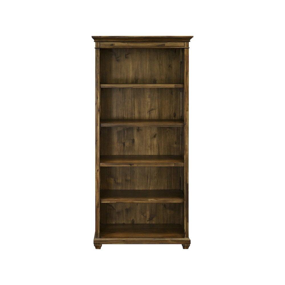 74" Porter Traditional Wood Open Bookcase Brown - Martin Furniture: Vintage Herringbone, No Assembly Required