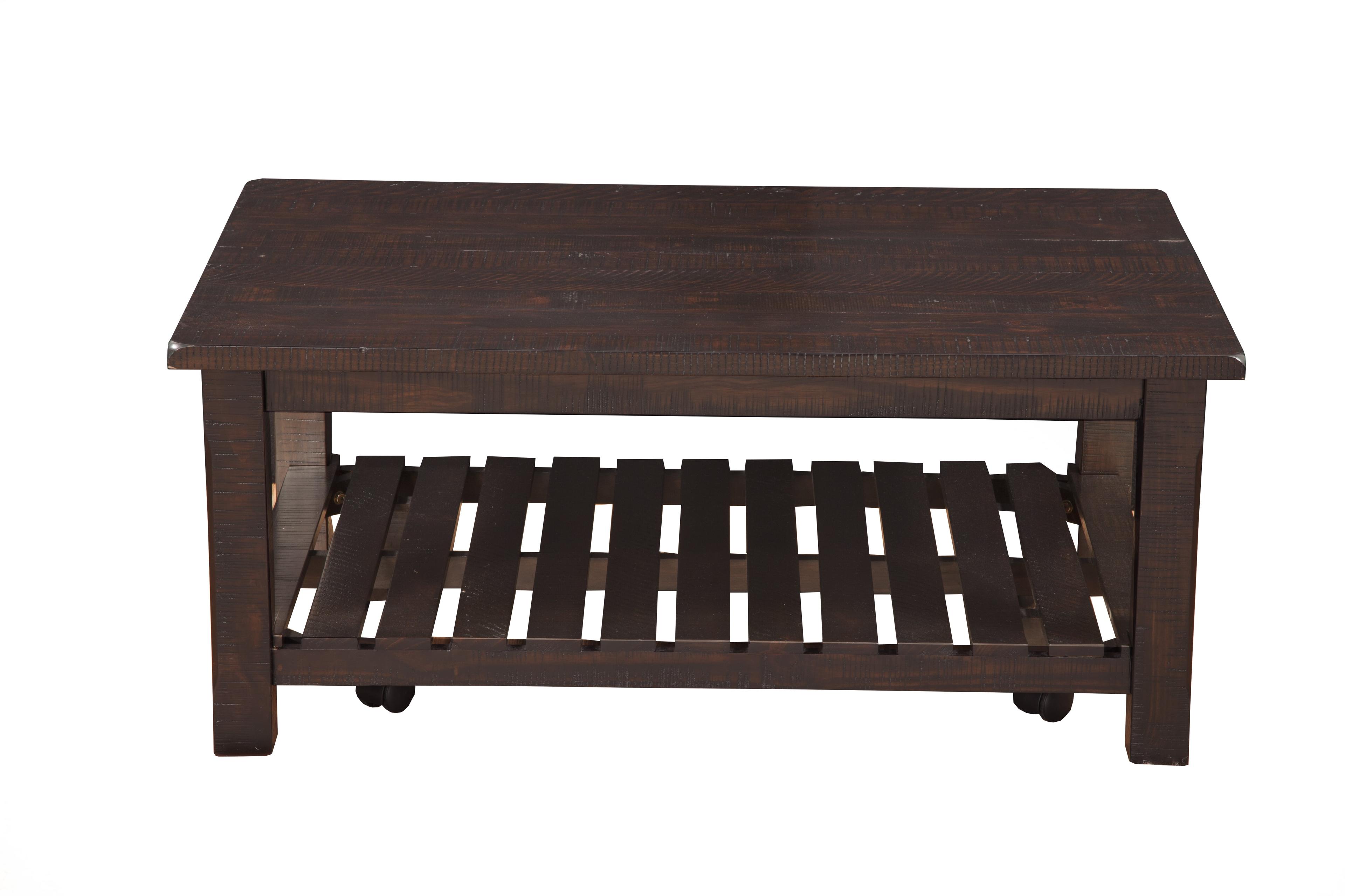 Espresso Hillsboro Rustic Pine Wood Coffee Table with Storage