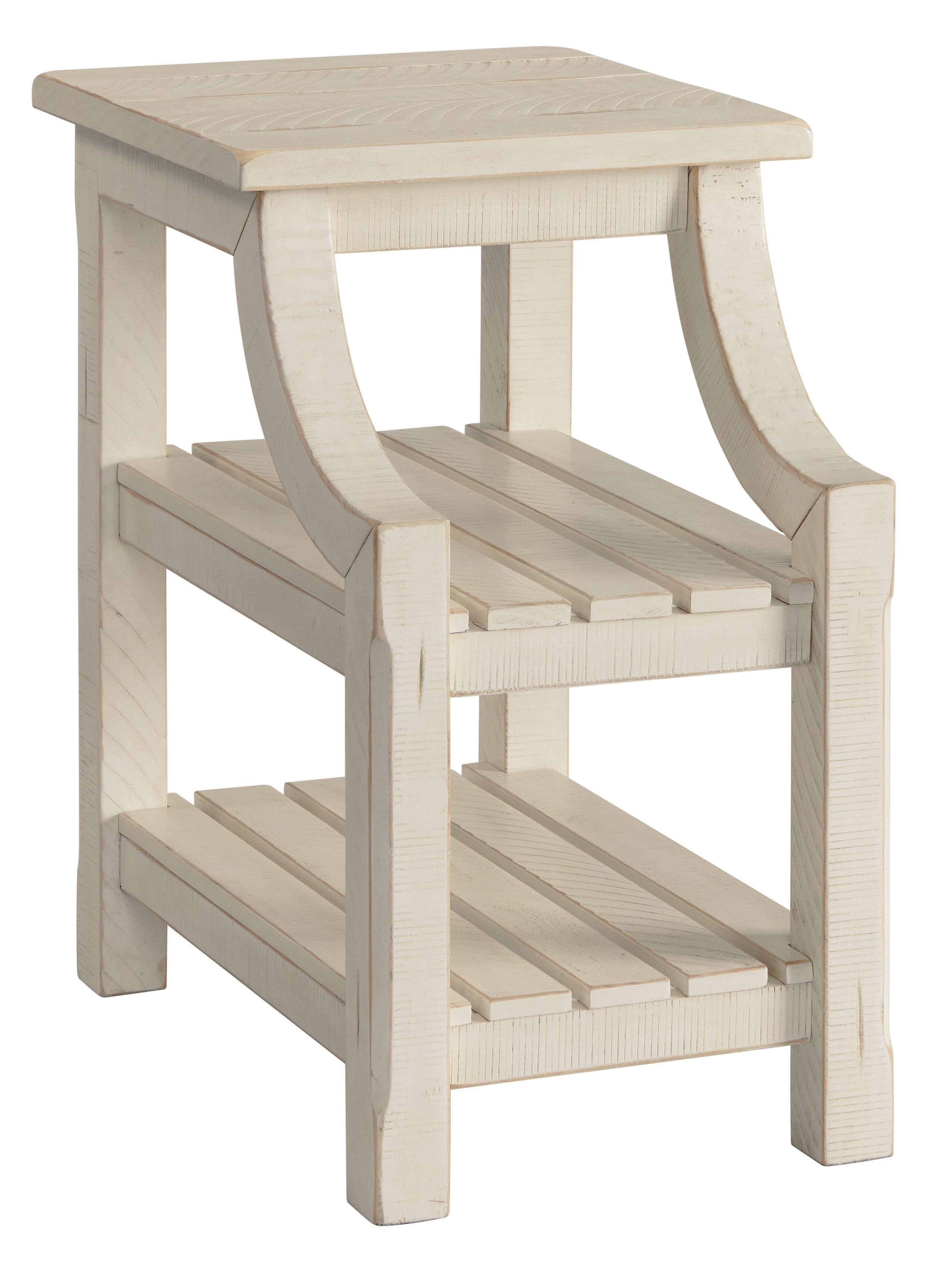 Martin Svensson Home Barn Door Solid Wood Chairside Table with Power, Antique White