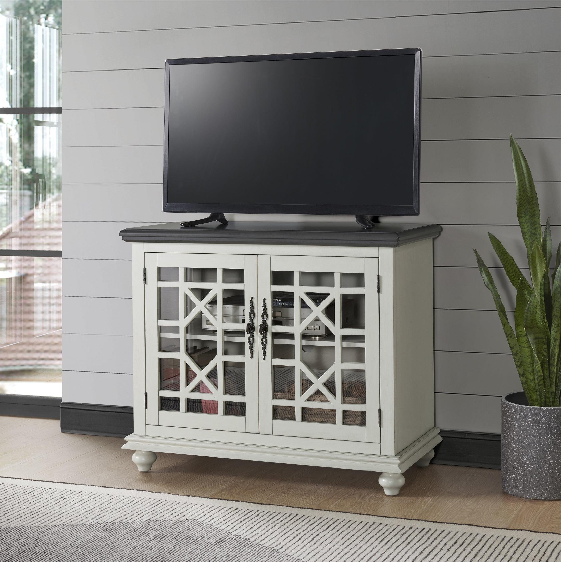 Parisian Antique Market Inspired White and Gray TV Stand