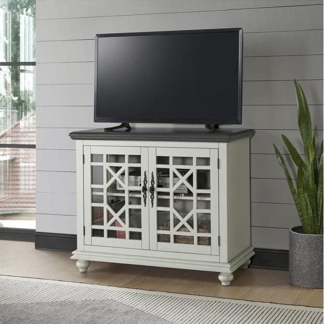 Martin Svensson Home Elegant Small Spaces TV Stand White with Gray Top
