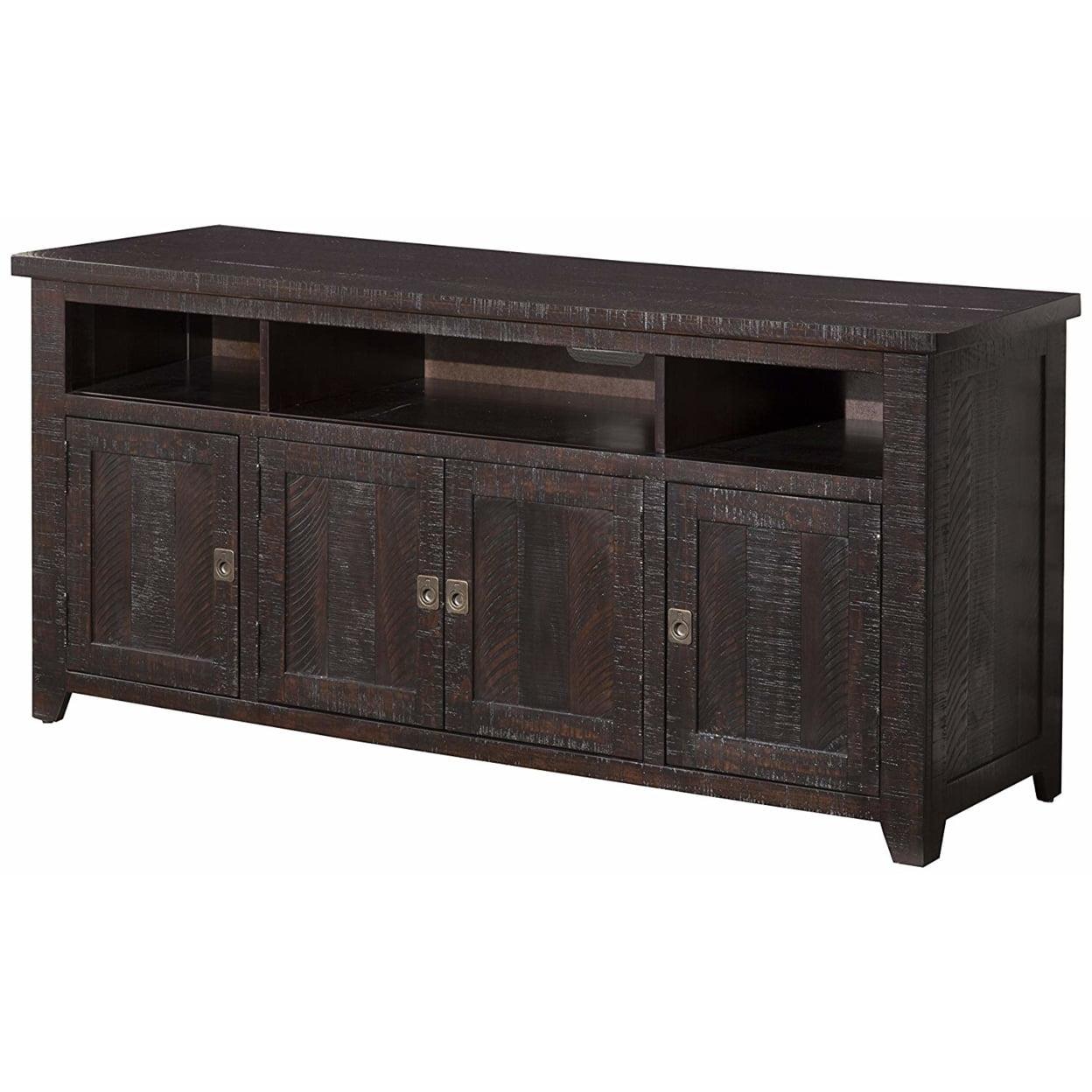 Espresso Radiata Pine 65" TV Stand with Cabinet Storage