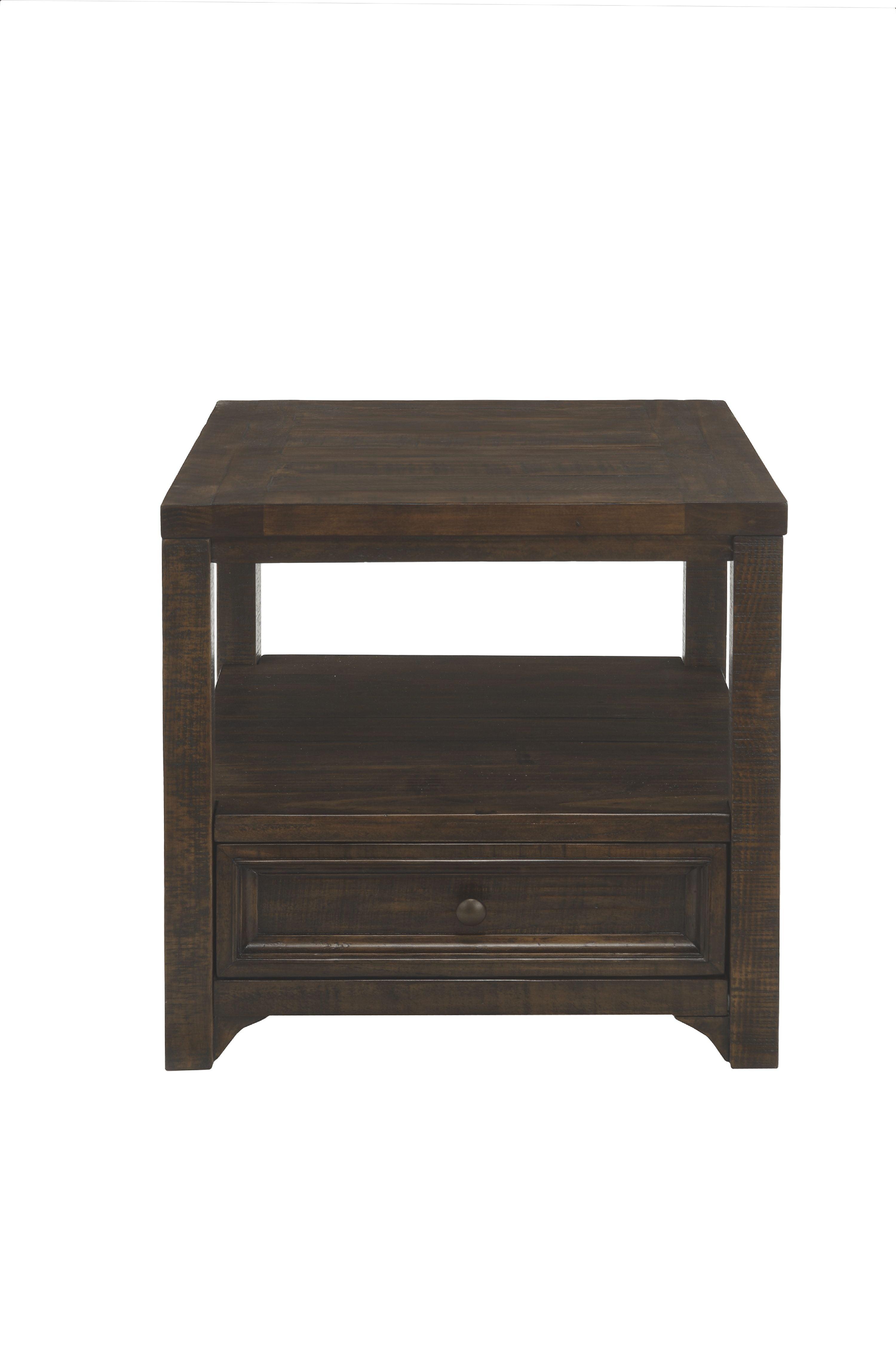 Lisbon Dark Mocha Pine Wood End Table with Storage