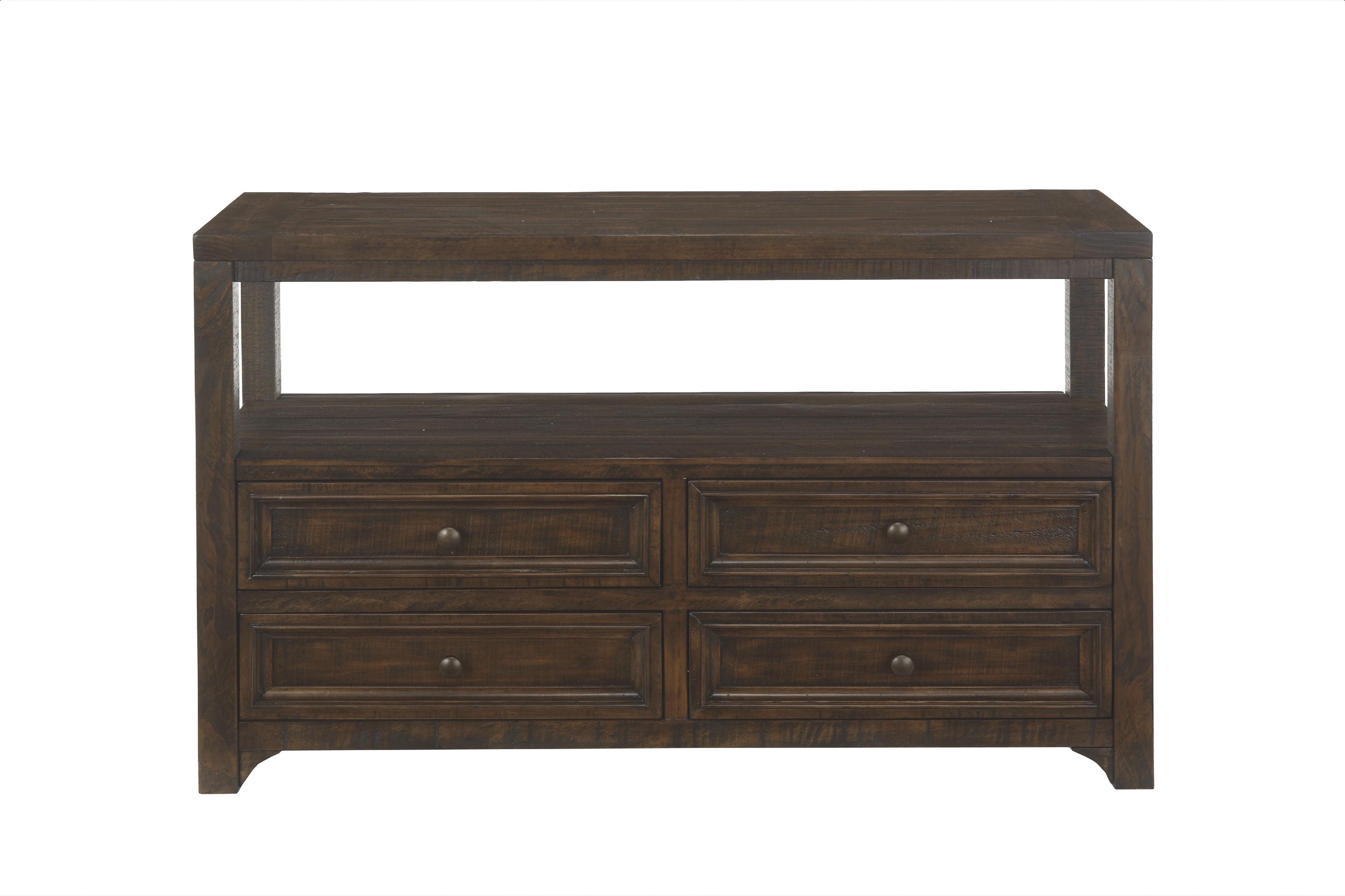 Dark Mocha Pine Wood Console Table with Storage