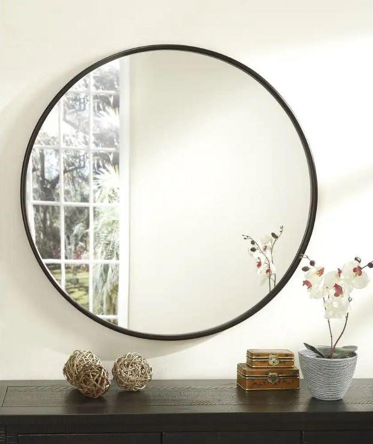 36" Industrial Oil Rubbed Bronze & Silver Round Wall Mirror