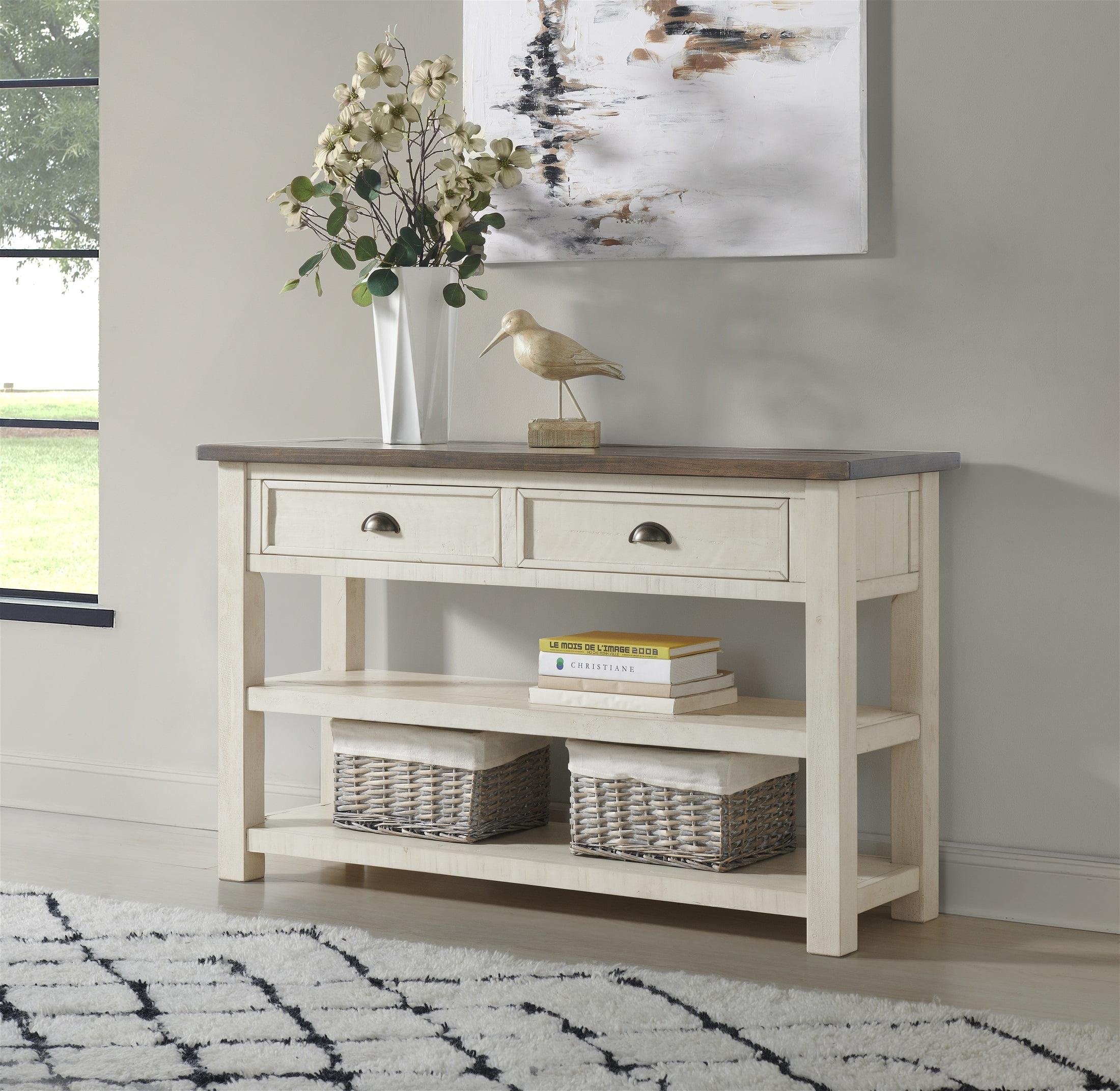 Martin Svensson Home Monterey 50" Sofa Console Table, Cream White and Brown