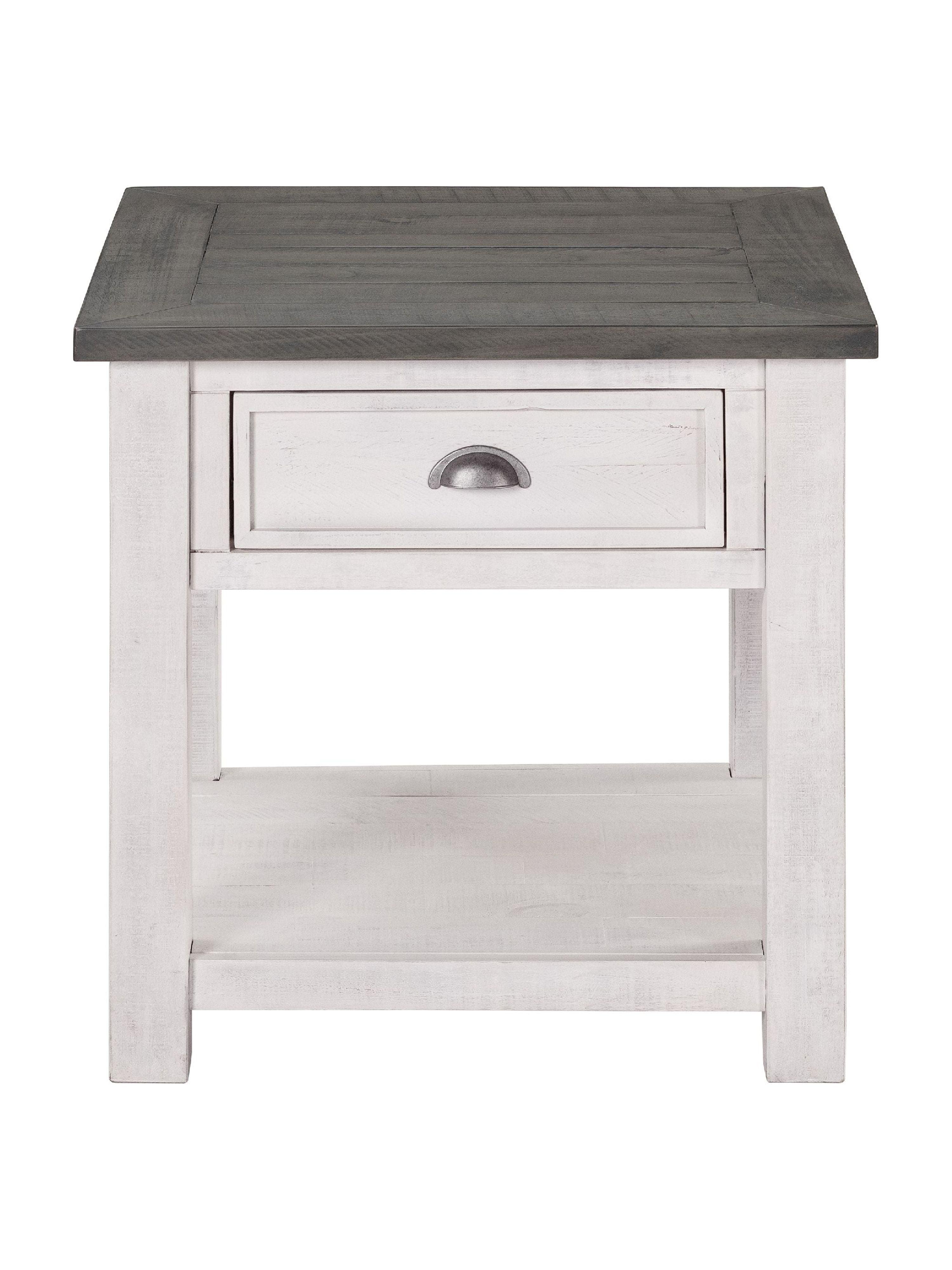 Monterey White and Grey Pine End Table with Storage