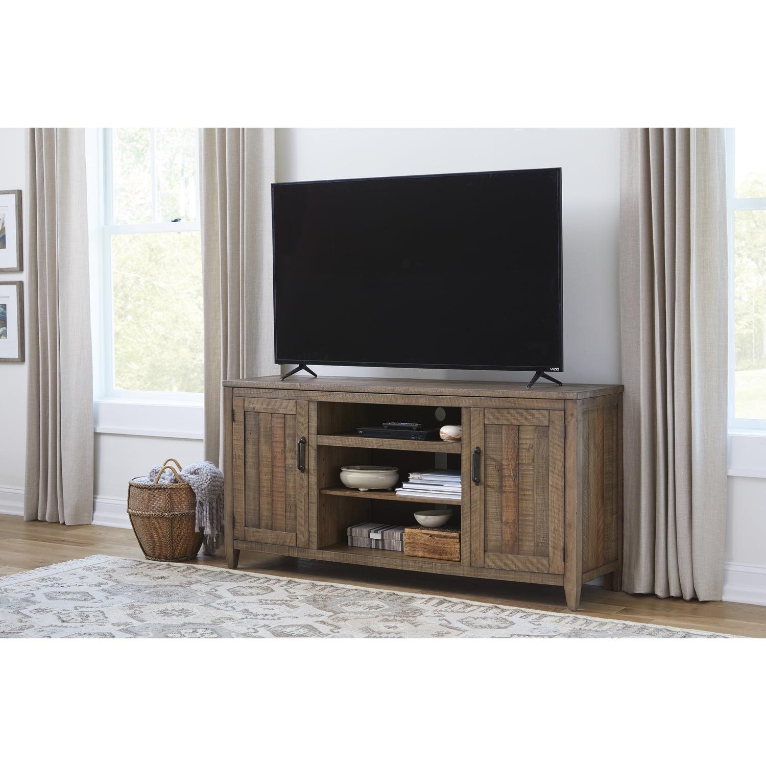 Rustic Farmhouse Solid Pine 65" TV Stand with Fireplace Cabinet